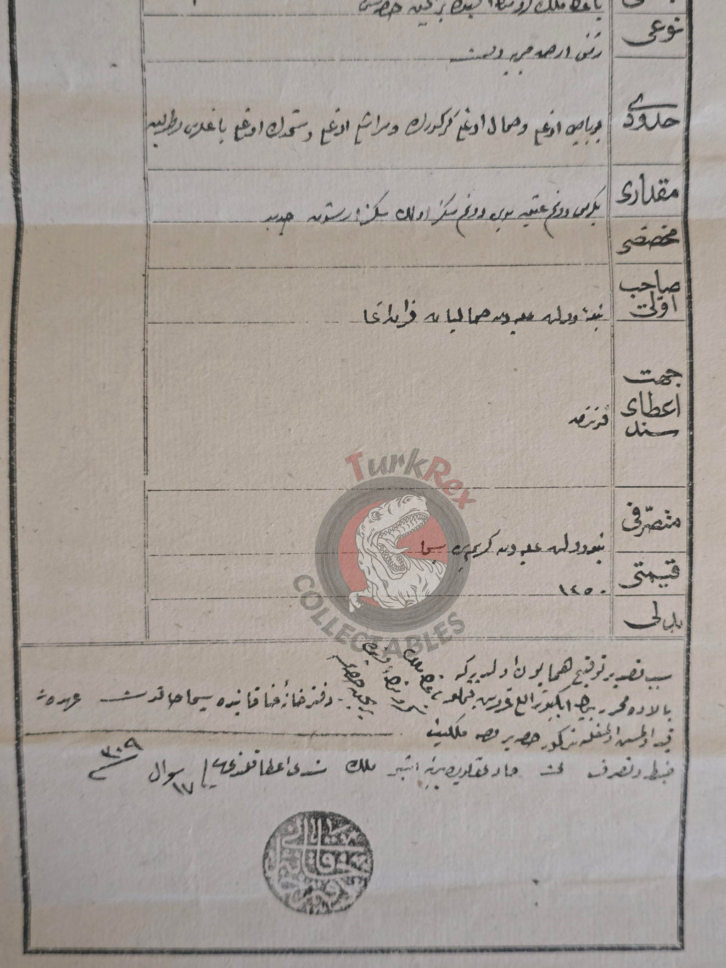 Ottoman 1892 Land Deed Vineyard in Ankara Title Armenian Citizens Armenia