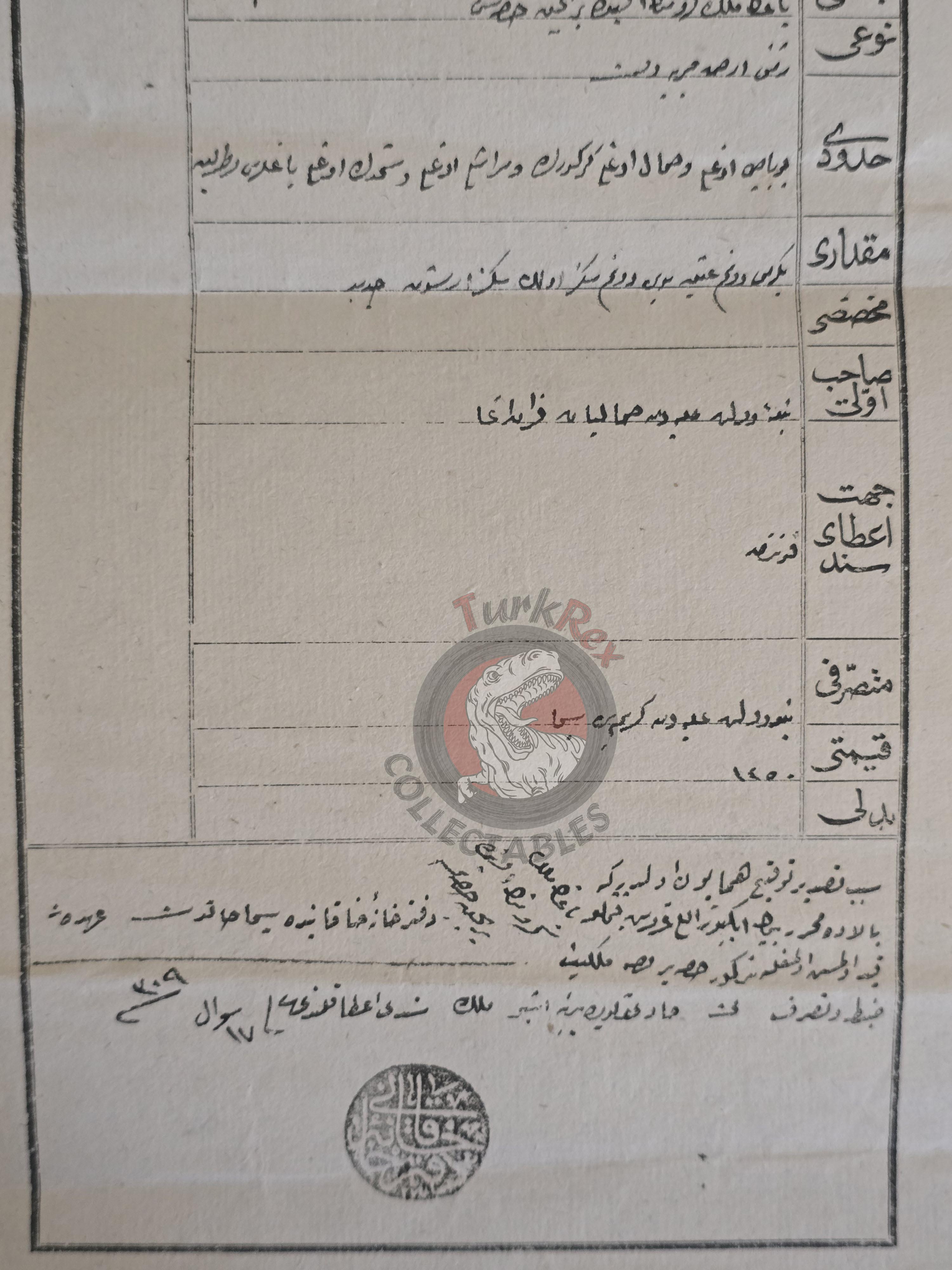 Ottoman 1892 Land Deed Vineyard in Ankara Title Armenian Citizens Armenia