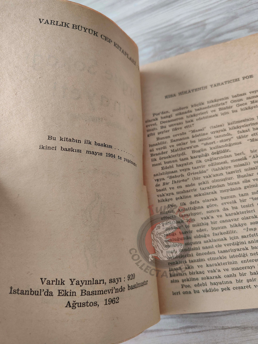 Edgar Allan Poe – The Murders in the Rue Morgue 1962 Turkish Book Turkey