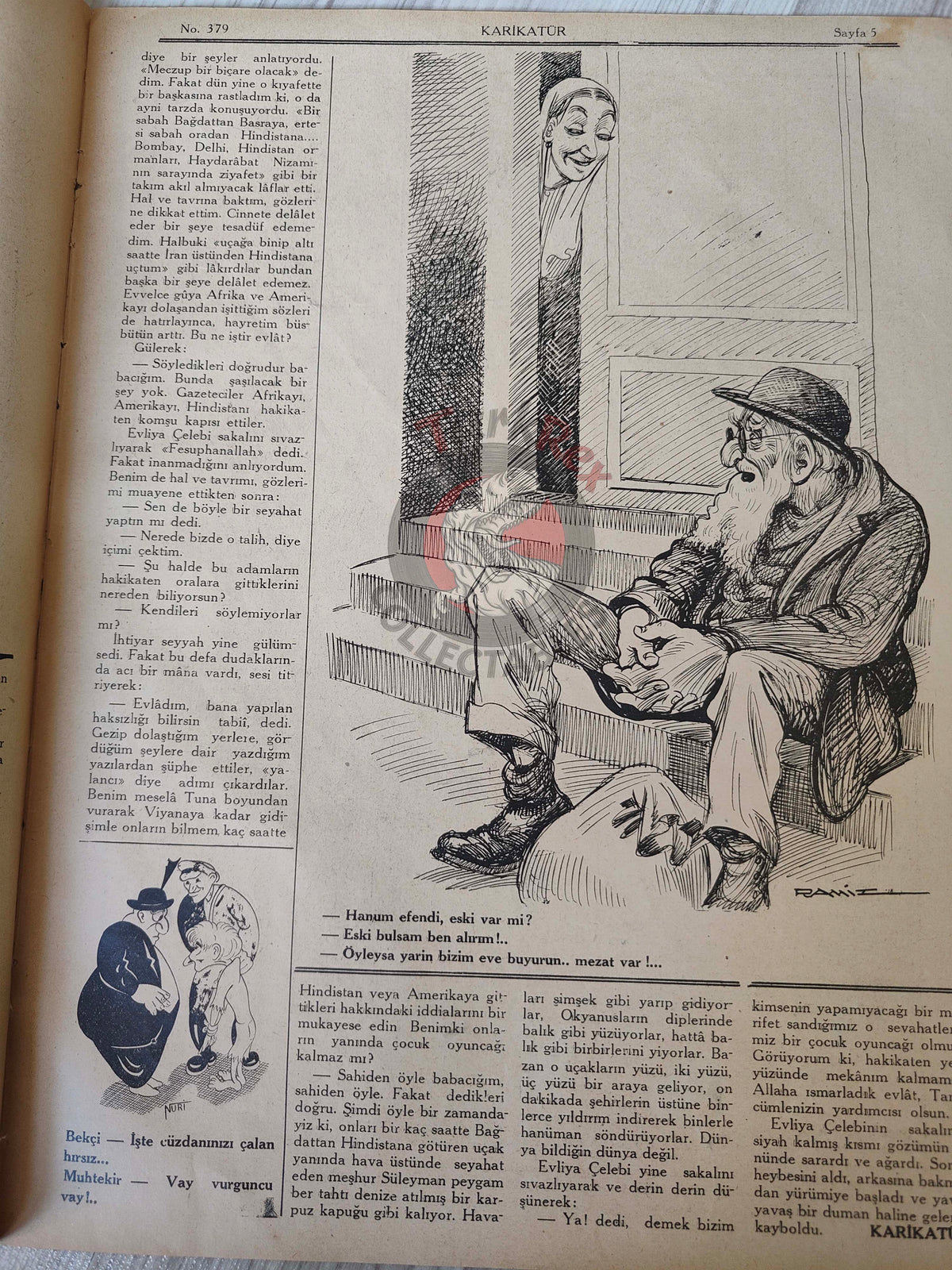 Karikatür 1943 Humor Magazine Turkish Turkey Atom Bomb United States WW2 era Europe