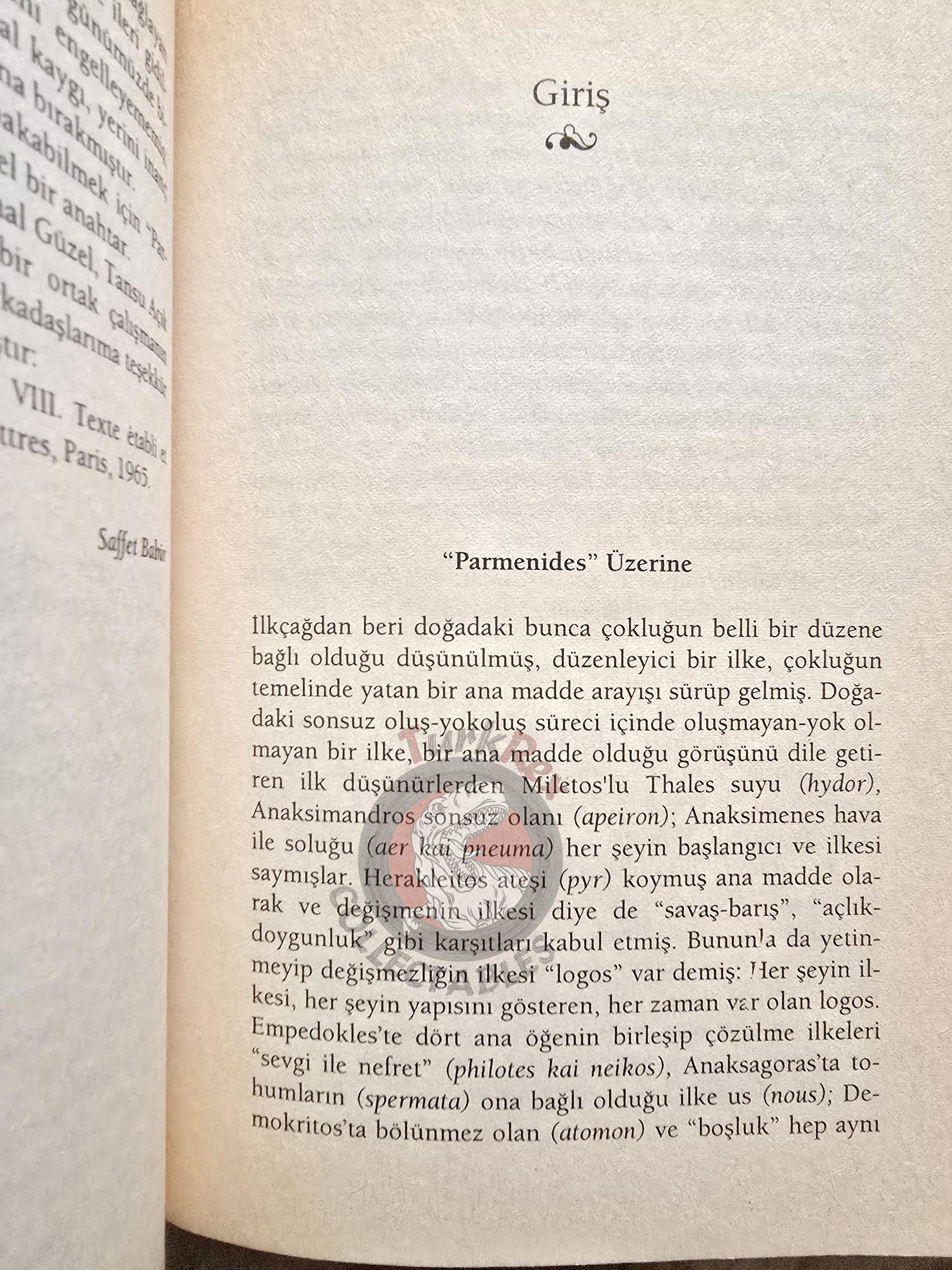 Plato – Parmenides 2001 Turkish Book Turkey