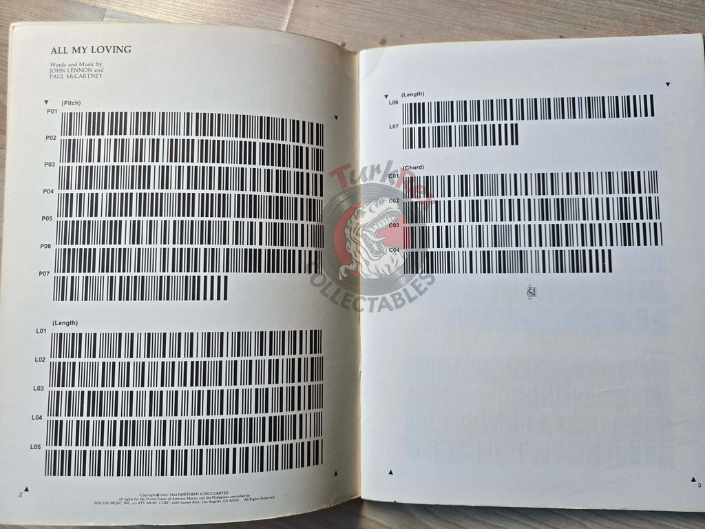 The Beatles – Casiotone Bar Coded Music Publication Musical Notes Sheet 1982