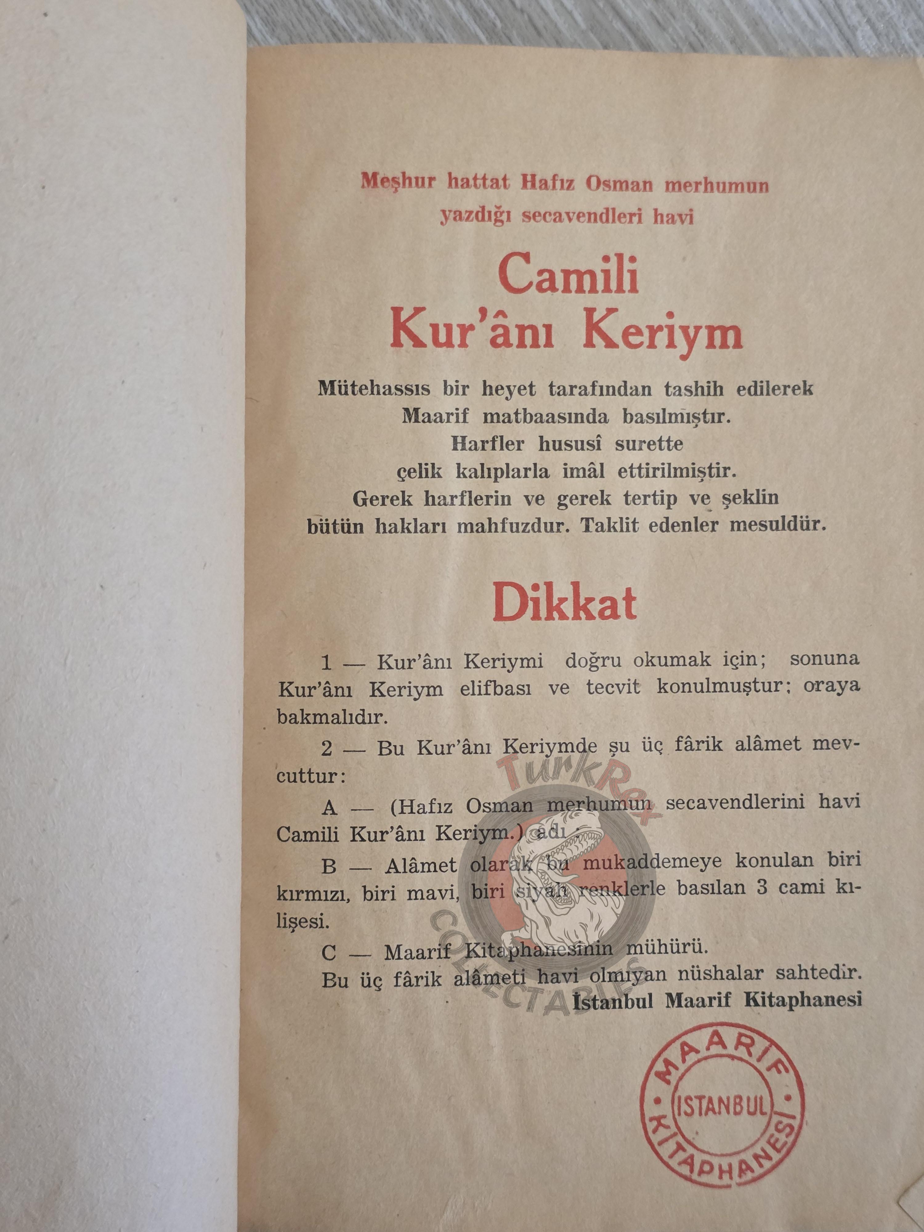 Qur'an Holy Quran Turkish & Arabic The First Latin Script Transliteration in Turkey Koran