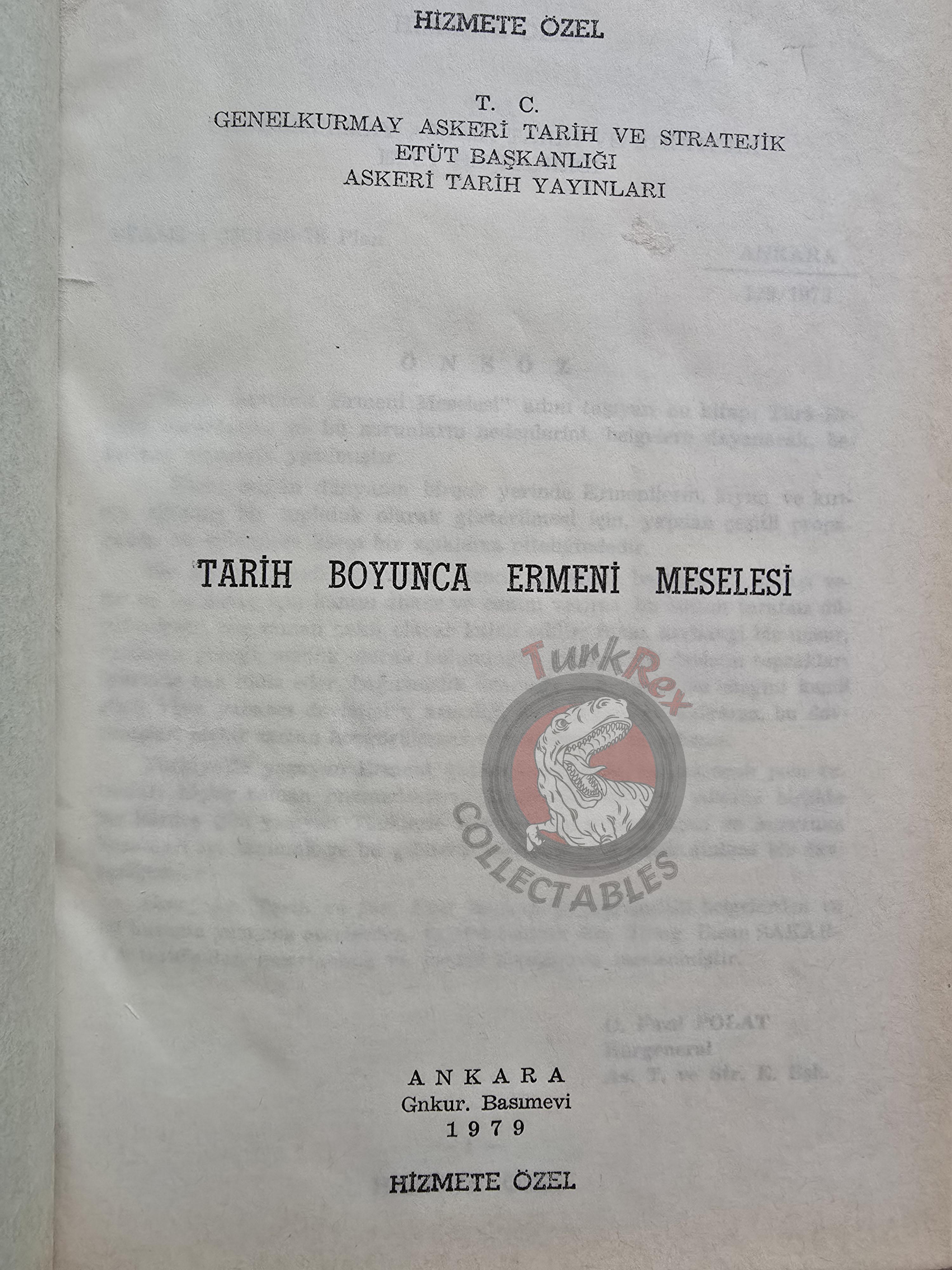 The Armenian Question Throughout History 1979 HC Turkish Book Turkey Armenia