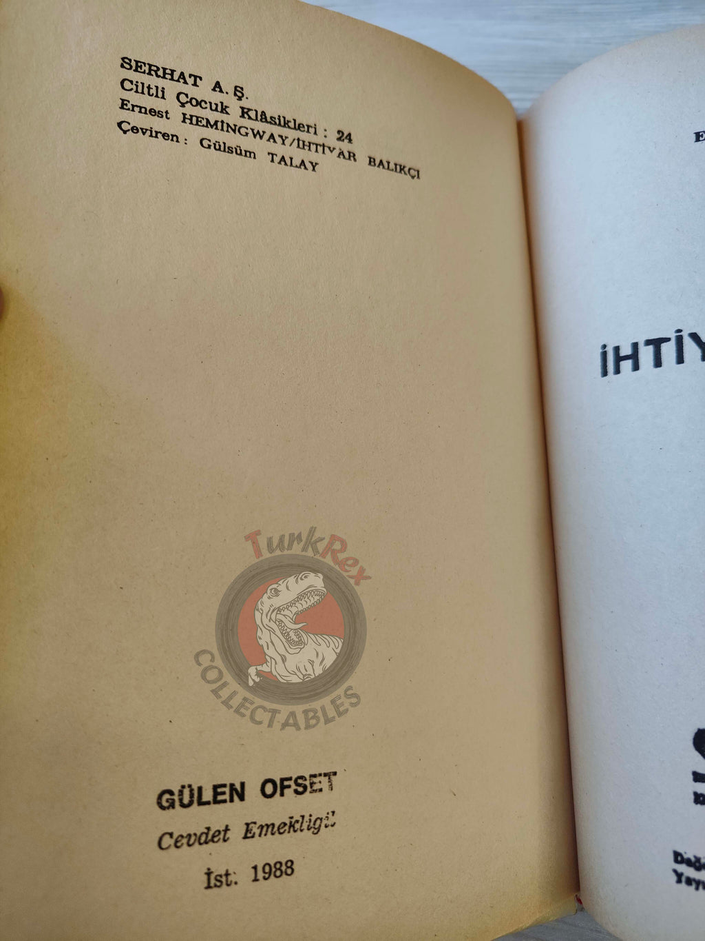 Ernest Hemingway – The Old Man and the Sea 1988 HC/DJ Turkish Book Turkey