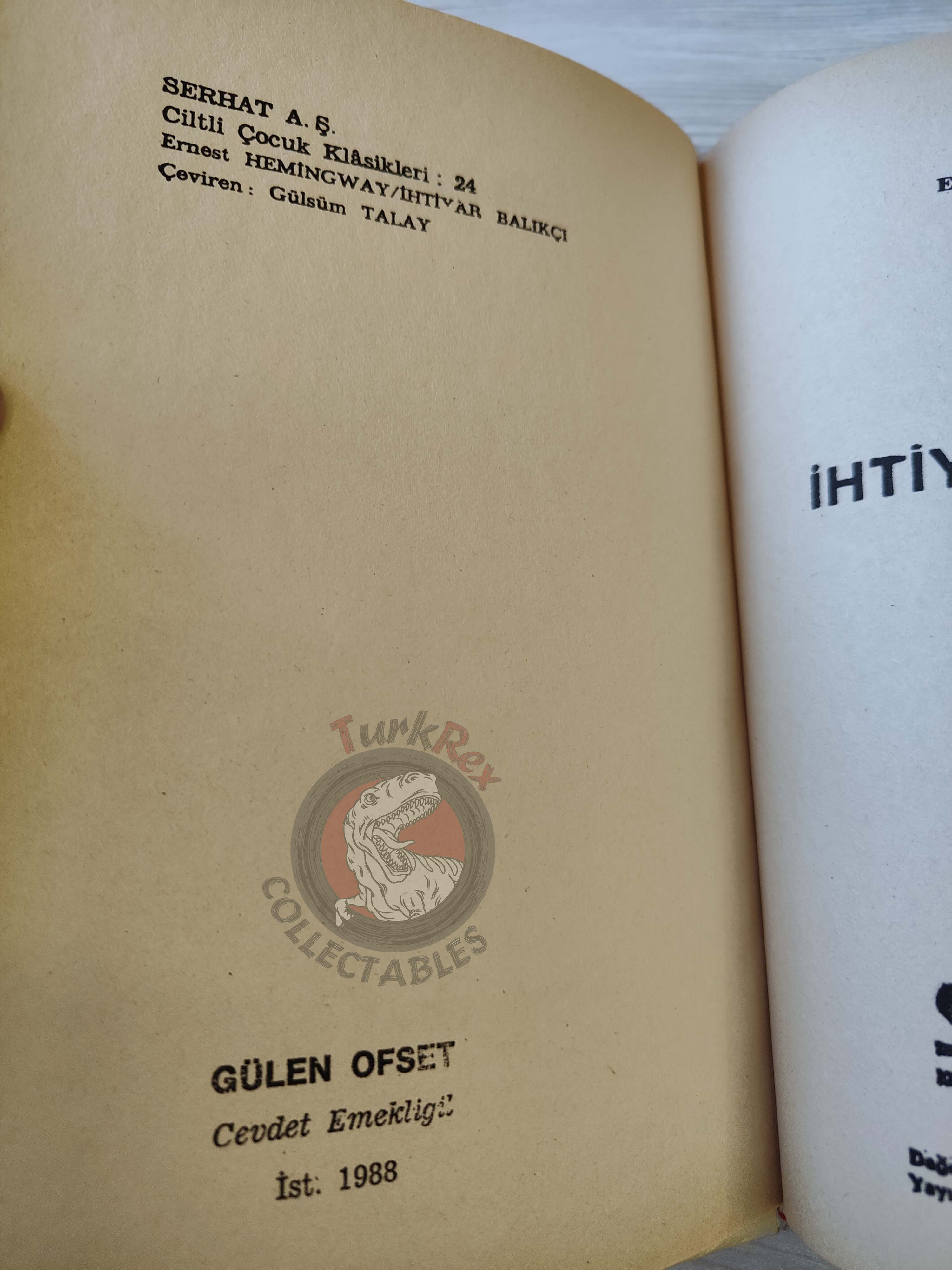 Ernest Hemingway – The Old Man and the Sea 1988 HC/DJ Turkish Book Turkey