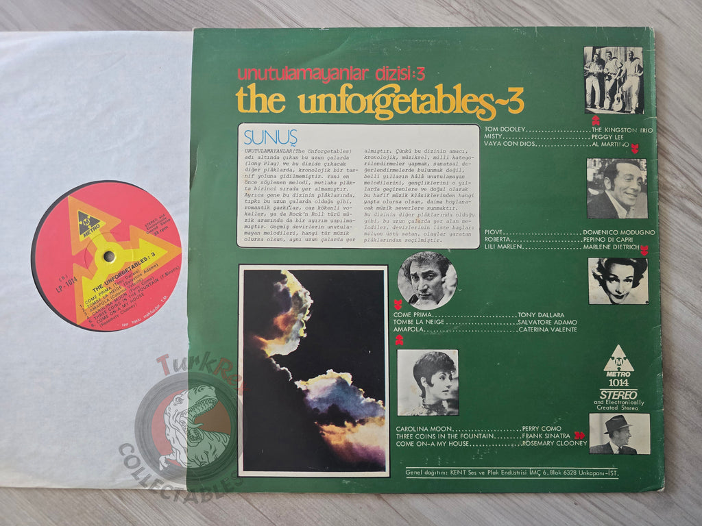 Various – The Unforgetables 3 Turkish Pressing Vinyl Turkey Edition