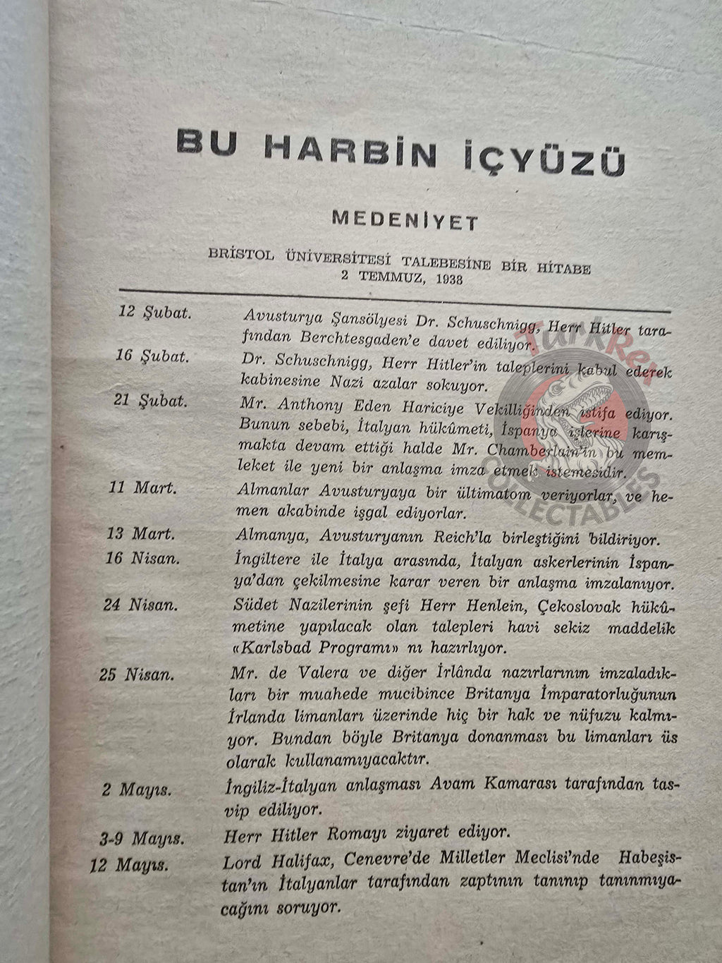 Winston S. Churchill's War Speeches 1942 Turkish Book Turkey WW2 World Two