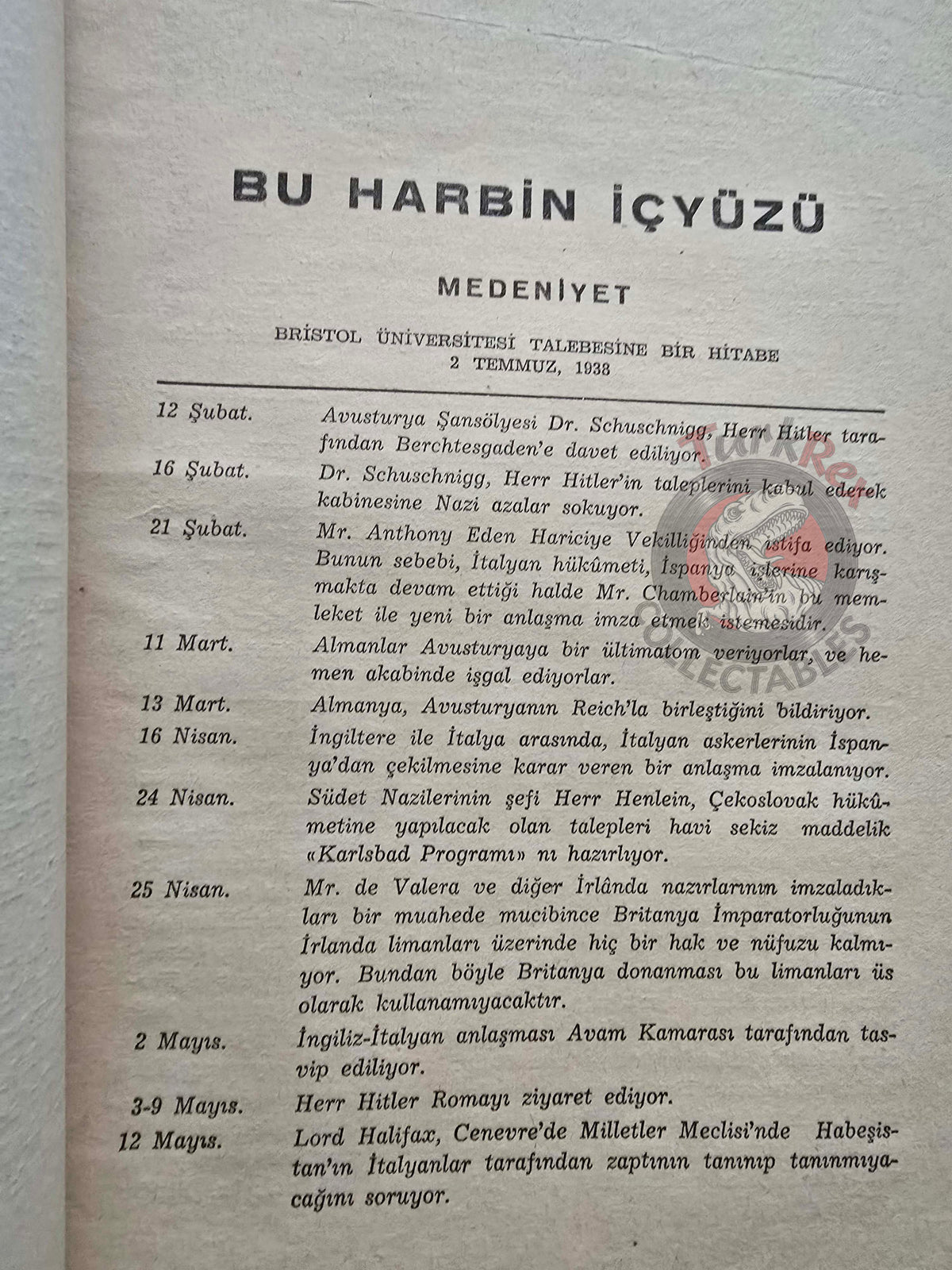Winston S. Churchill's War Speeches 1942 Turkish Book Turkey WW2 World Two