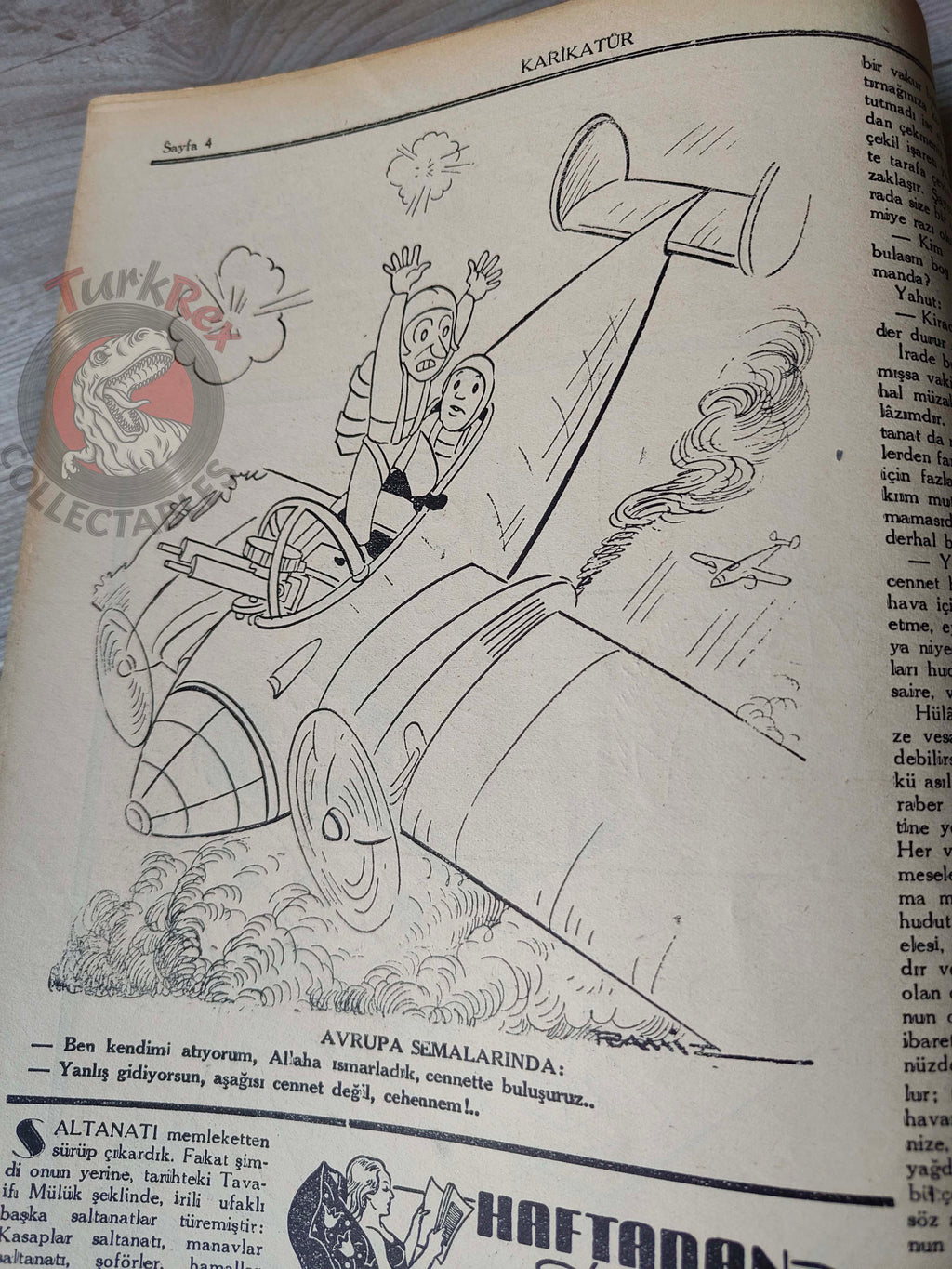 Karikatür 1944 Humor Magazine Turkish Turkey The Axis Train Germany Bulgaria WW2 era
