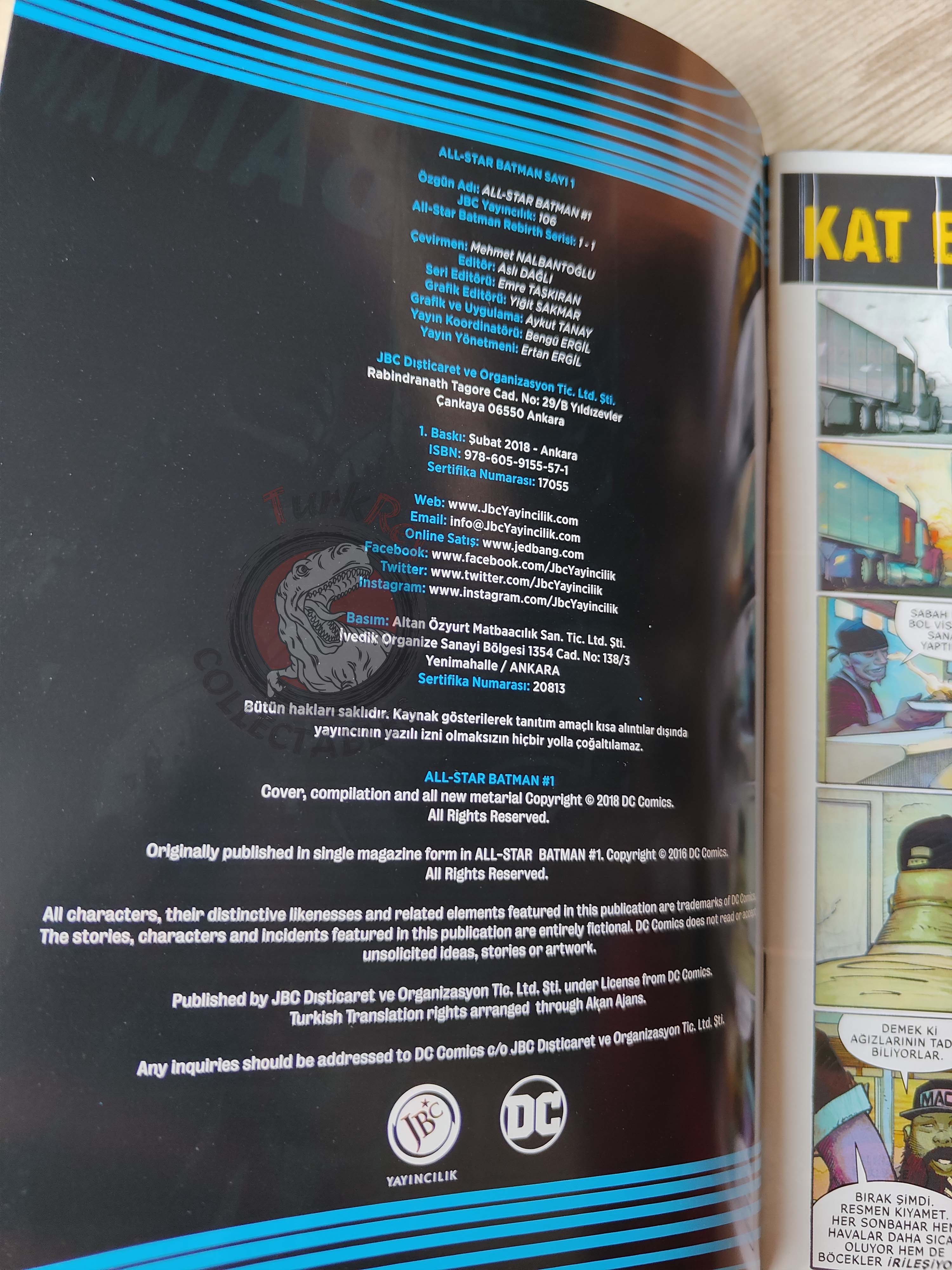 DC Rebirth: All-Star Batman #1 Turkish Comic Turkey