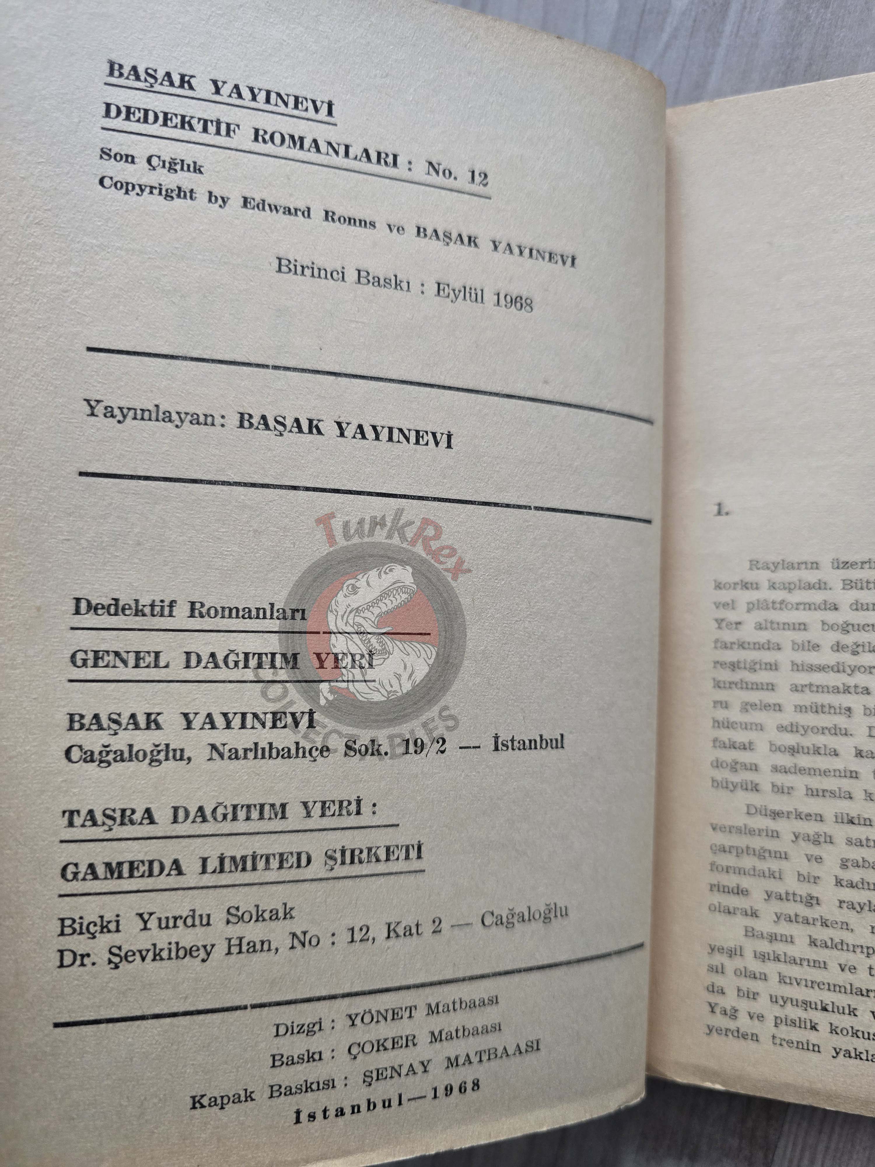 Edward Aarons – The Final Scream Henry Dana 1968 1st Turkish Book Turkey