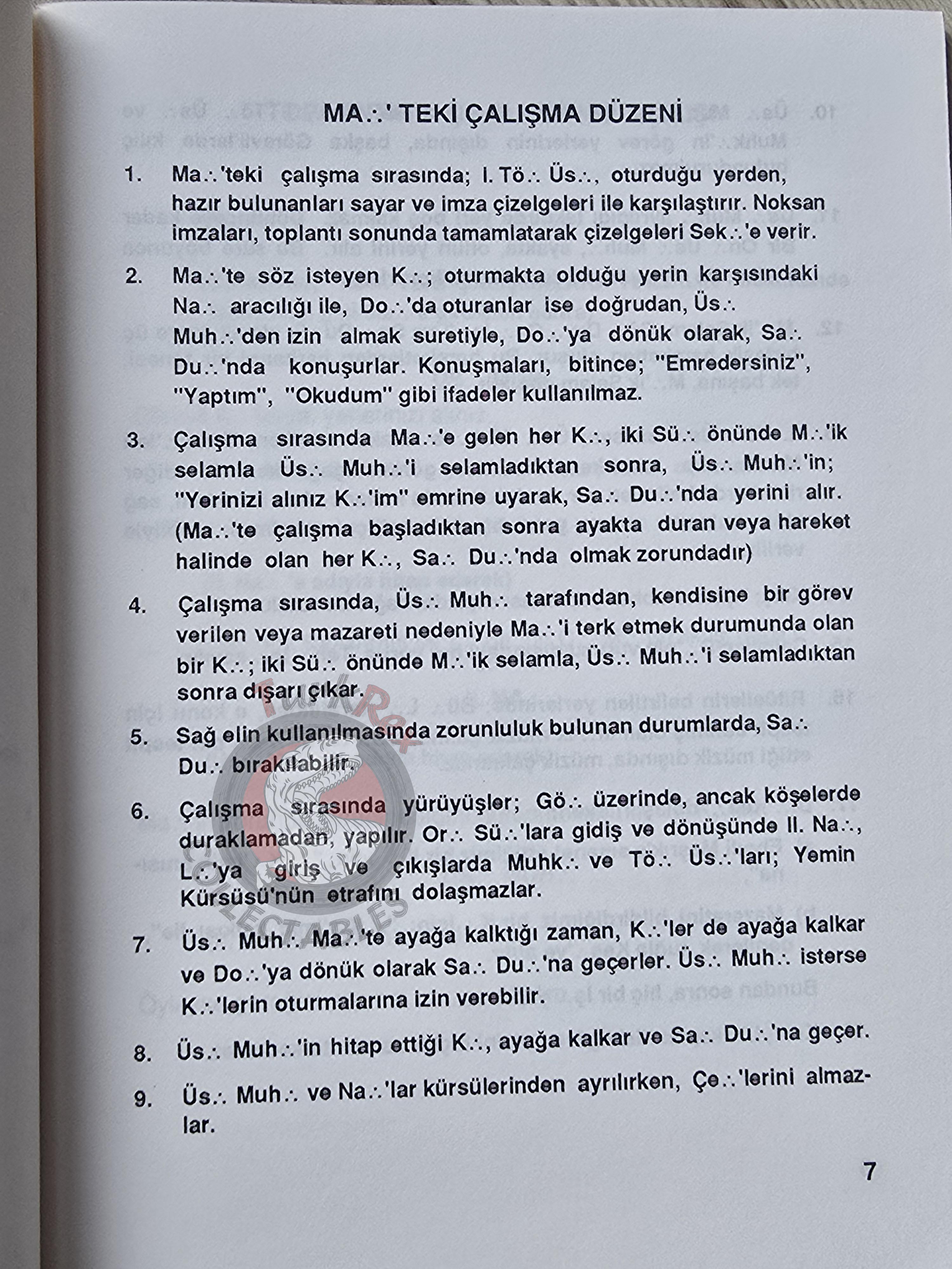 Turkish Freemasonry 1st Degree Ritual Apprentice 1992 Booklet Masonic Masons of Turkey Error