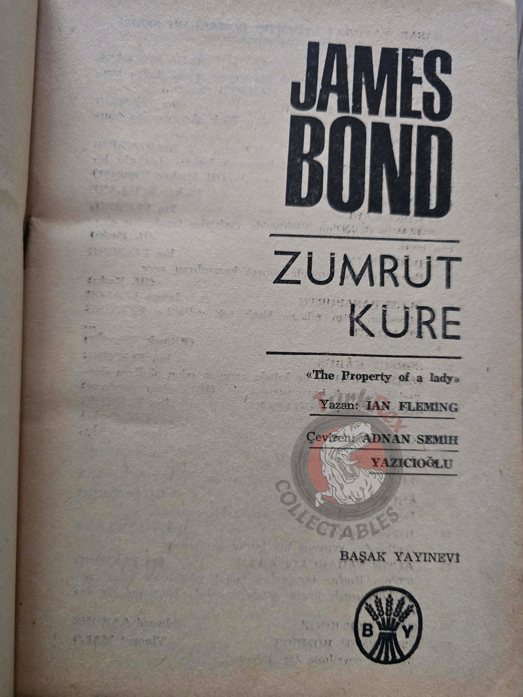 James Bond - The Property of a Lady 1966 1st Turkish Book Turkey Ian Fleming