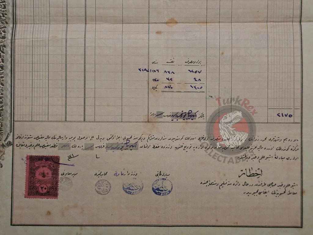 Ottoman Property Tax Receipt 1905 Fatih Uzunçarşı İstanbul Mehmed Efendi