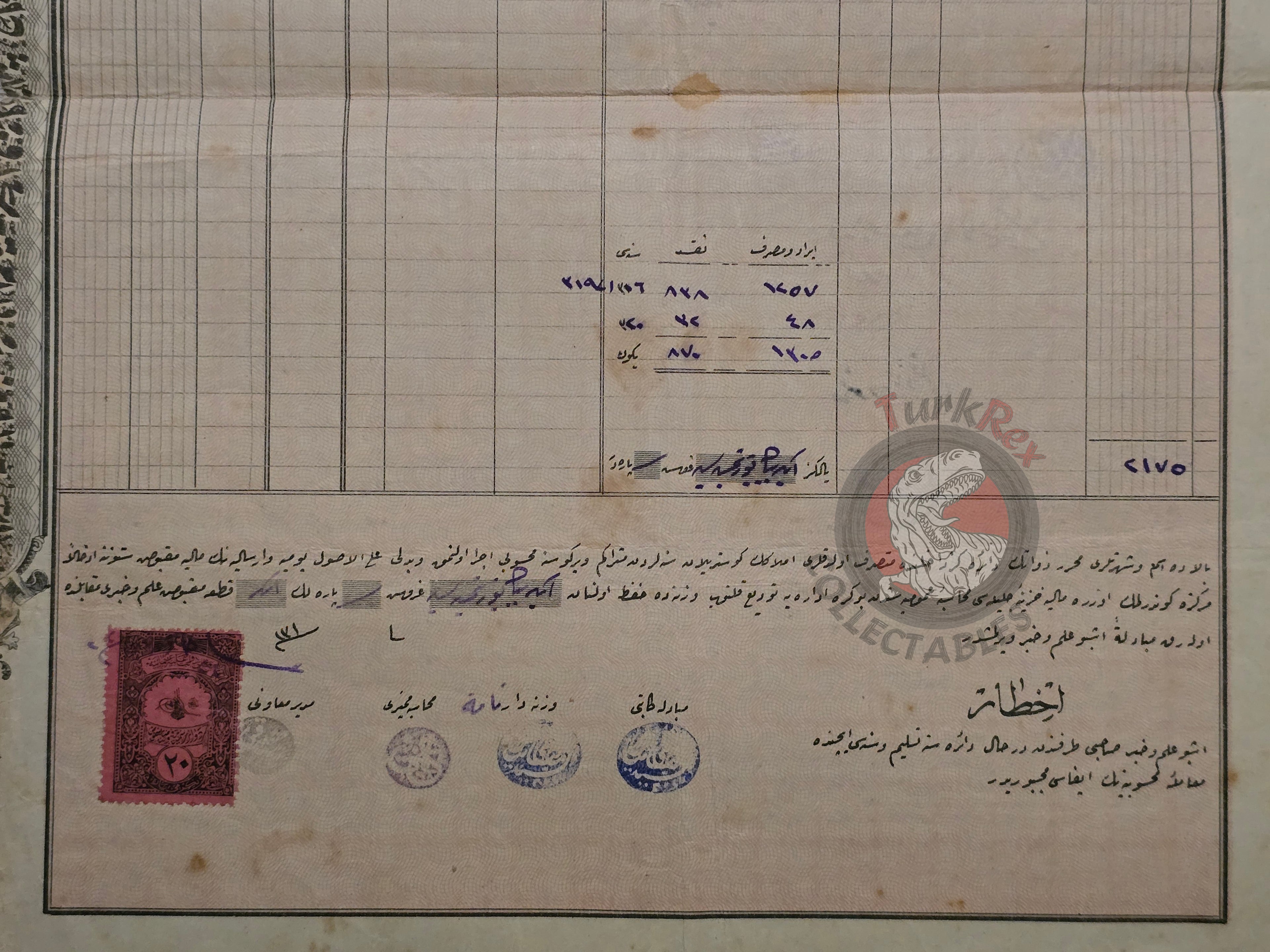 Ottoman Property Tax Receipt 1905 Fatih Uzunçarşı İstanbul Mehmed Efendi