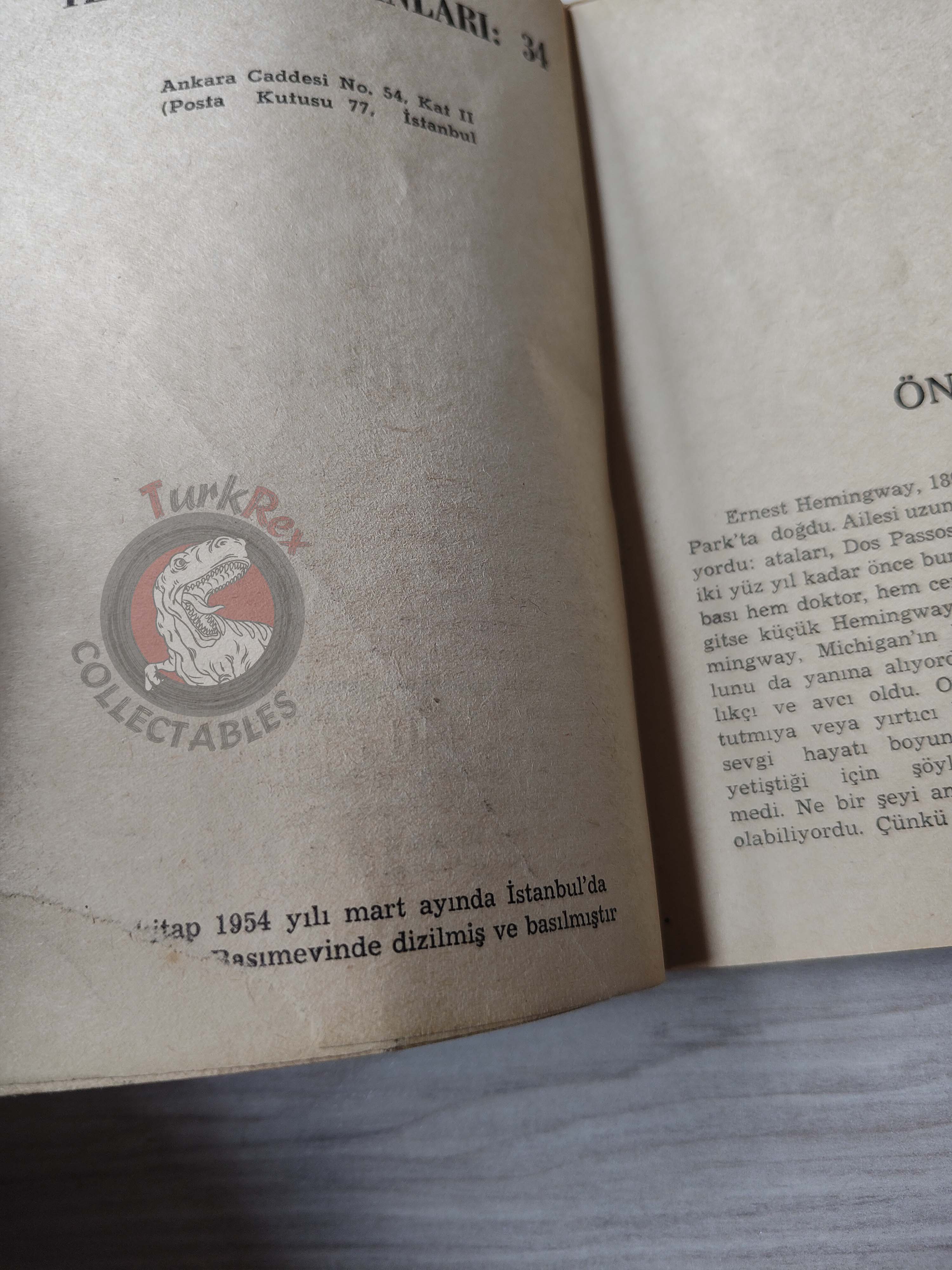 Ernest Hemingway – The Sea Change 1954 1st Turkish Book Turkey