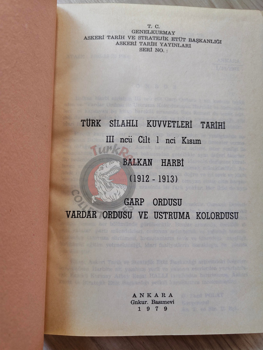 Balkan War Western and Vardar Army Ustruma 1979 Turkish Book Military Ottoman Empire Maps