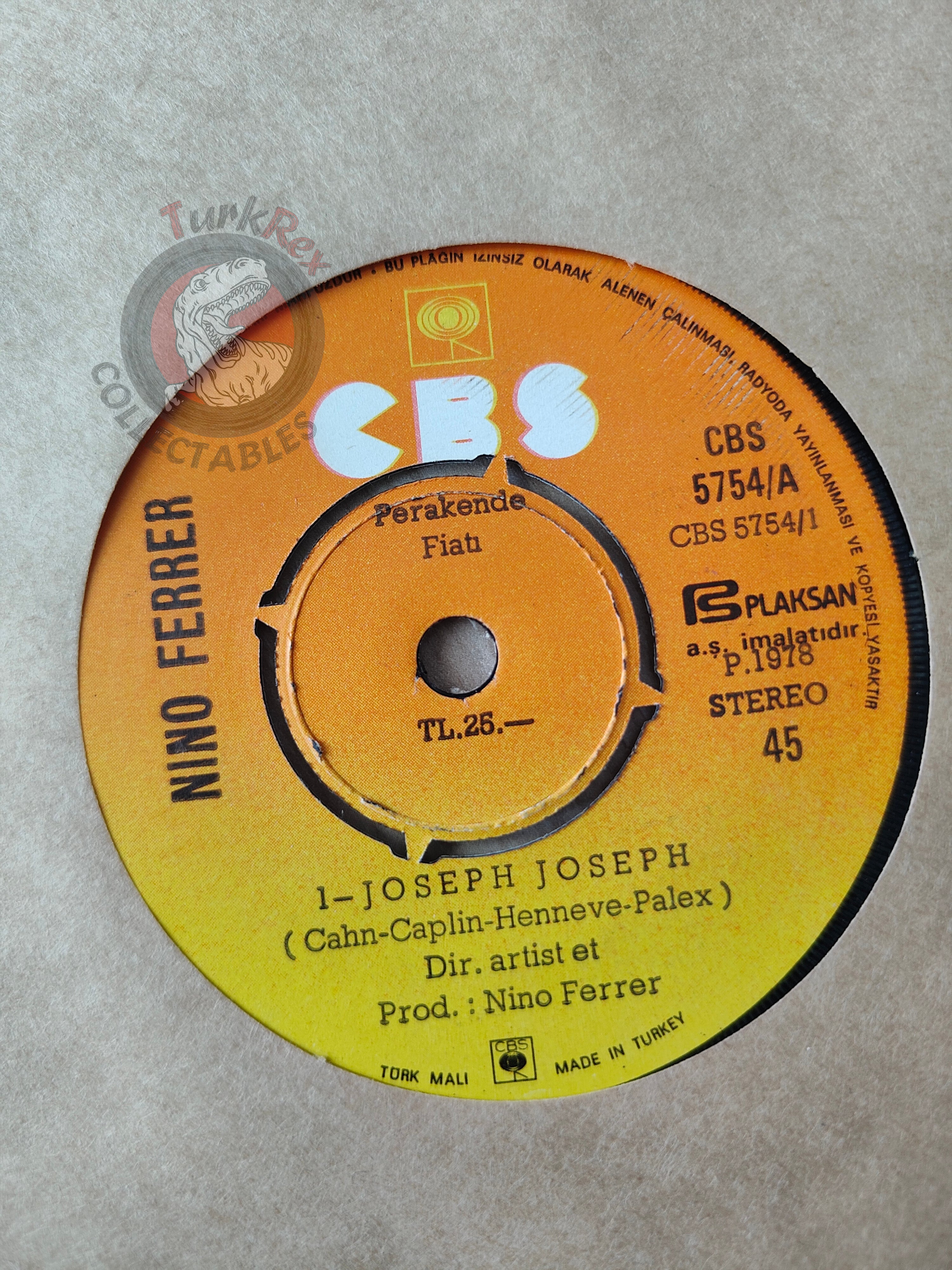 Nino Ferrer – Joseph Joseph 7" Turkish Pressing Vinyl Turkey Edition 2
