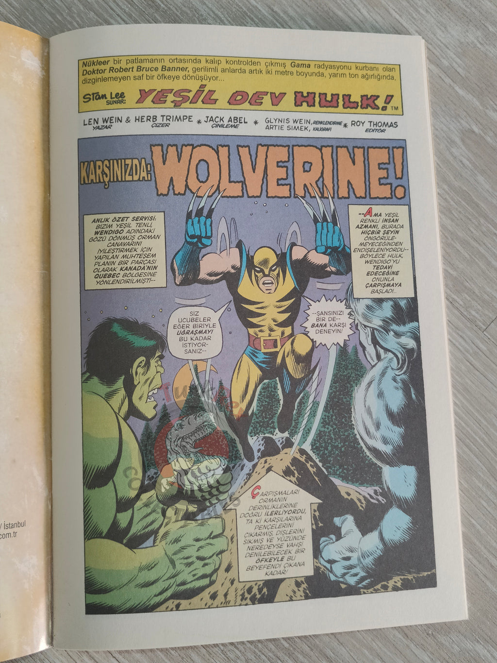 Incredible Hulk #181 Turkish Comic Turkey Wolverine 1st App