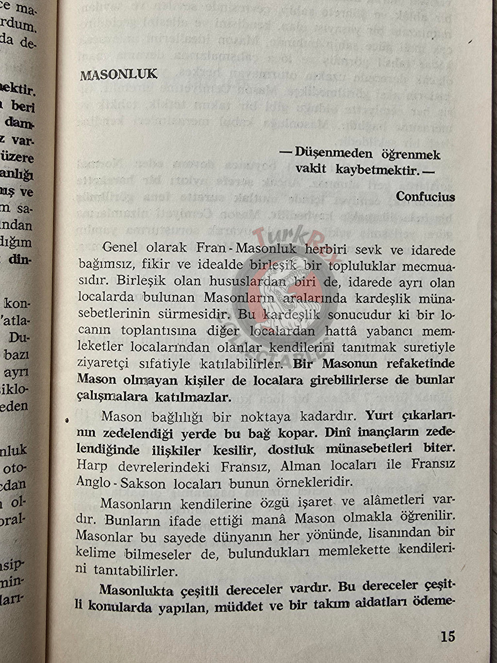 Turkish Freemasonry What Freemasonry Is and Is Not 1976 Book Masonic Masons of Turkey
