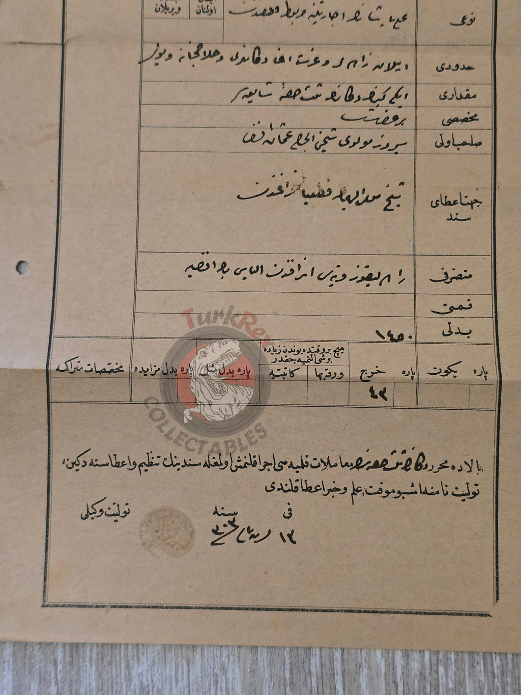 Ottoman 1887 Property Deed Shop in Serres Greece Title Deed Mevlevi Order Waqf Balkans