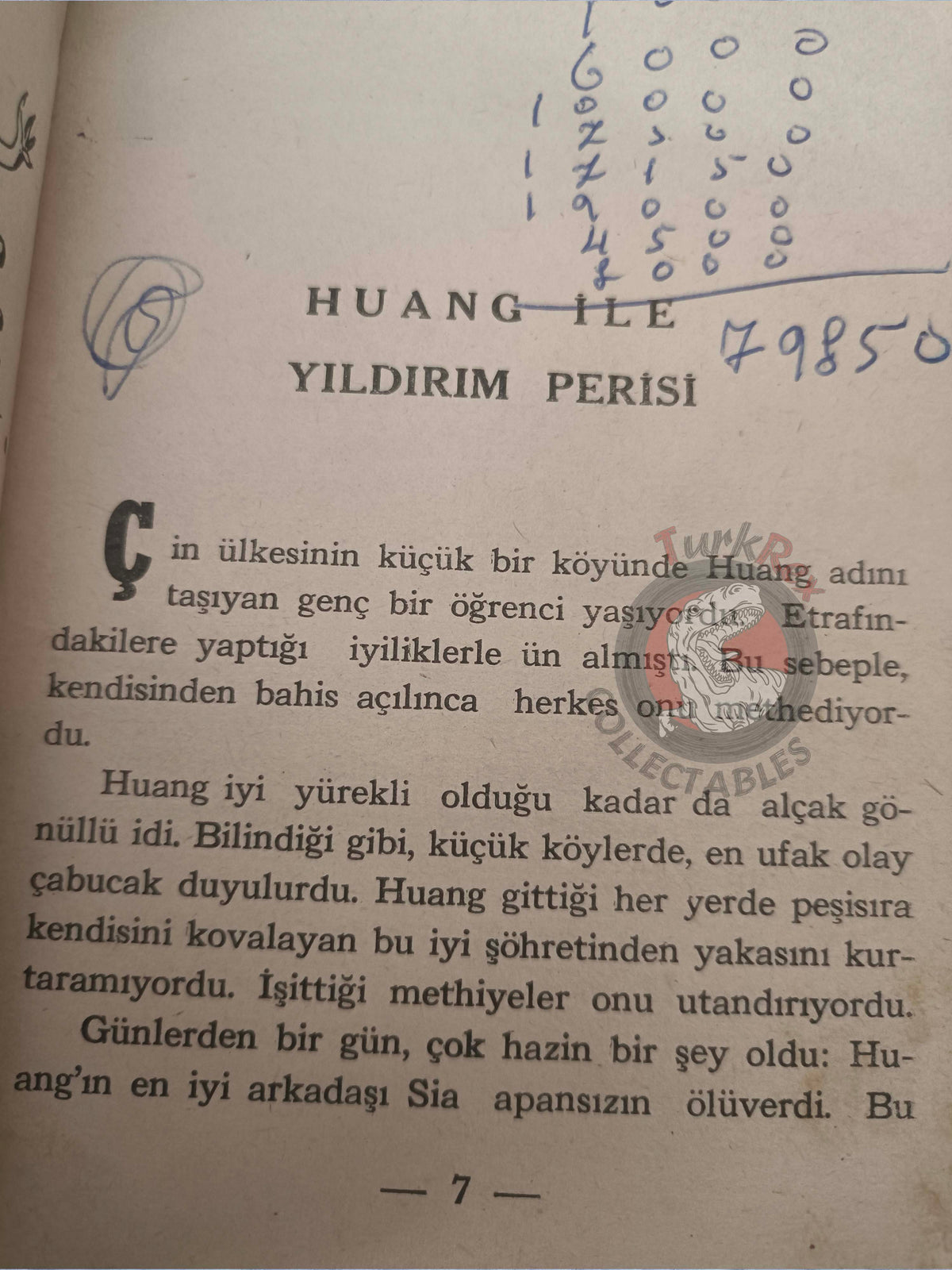 Chinese Fairy Tales 1964 Turkish Book Turkey Illustrated Huang and the Thunder Genie