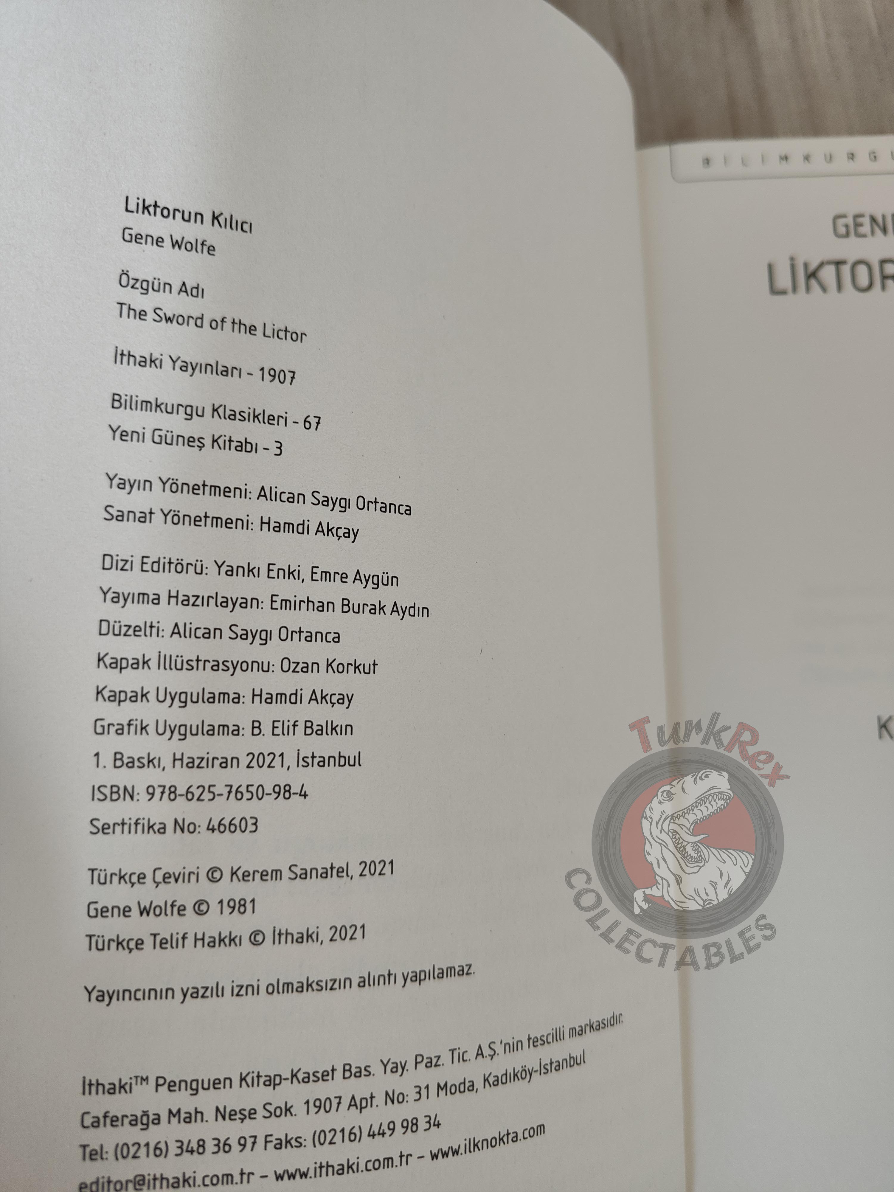 Gene Wolfe – The Sword of the Lictor 2021 Turkish Book Turkey of the New Sun