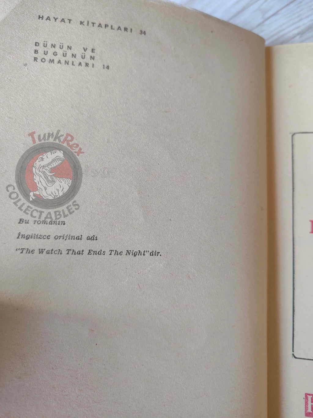 Hugh MacLennan – The Watch That Ends the Night 1964 1st Turkish Book Turkey