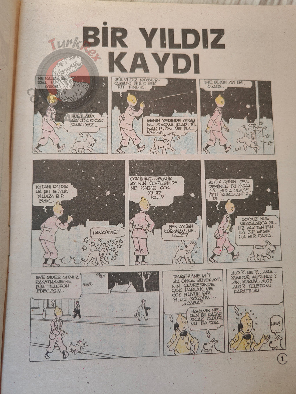 Tintin – The Shooting Star 1989 Turkish Edition Comic Turkey