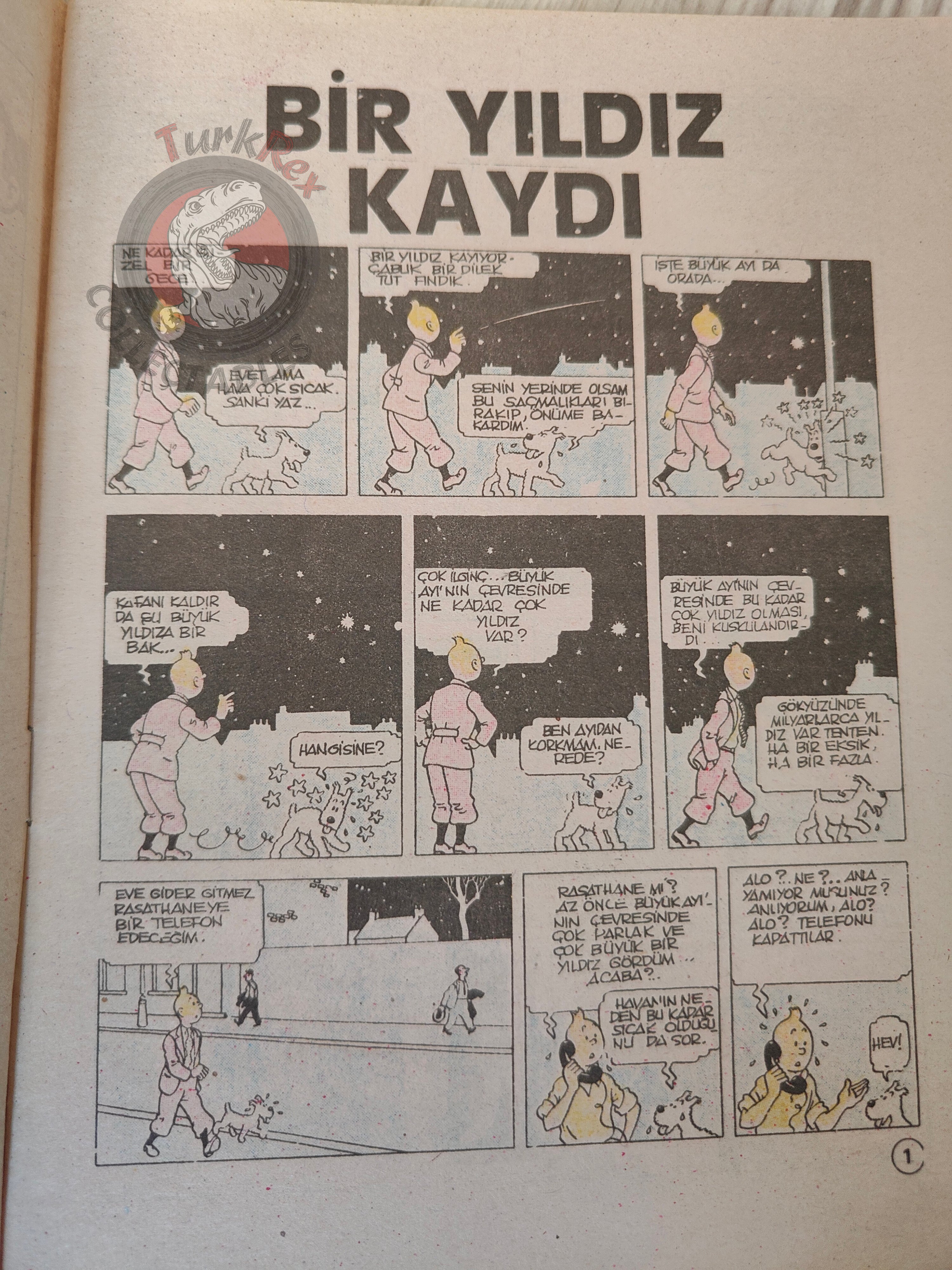 Tintin – The Shooting Star 1989 Turkish Edition Comic Turkey