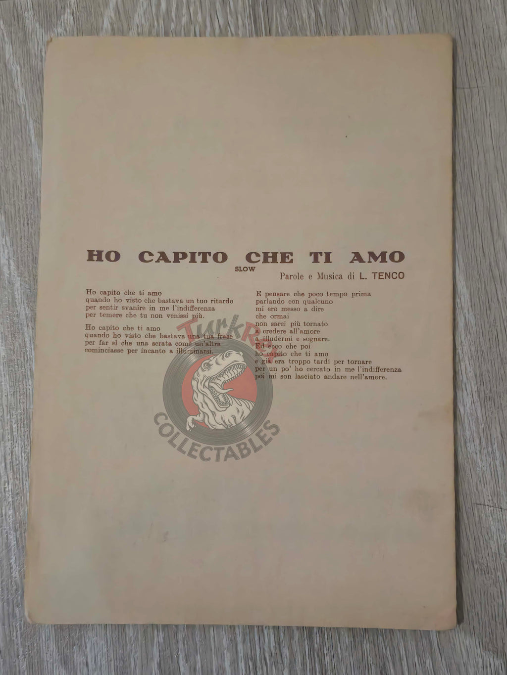 Wilma Goich – Ho Capito Che Ti Amo Turkish Vintage Musical Notes Sheet Turkey
