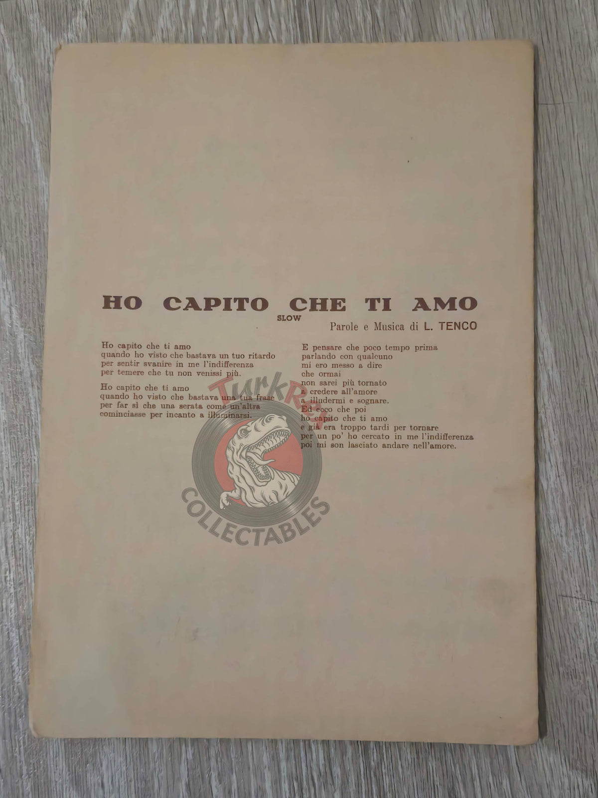 Wilma Goich – Ho Capito Che Ti Amo Turkish Vintage Musical Notes Sheet Turkey