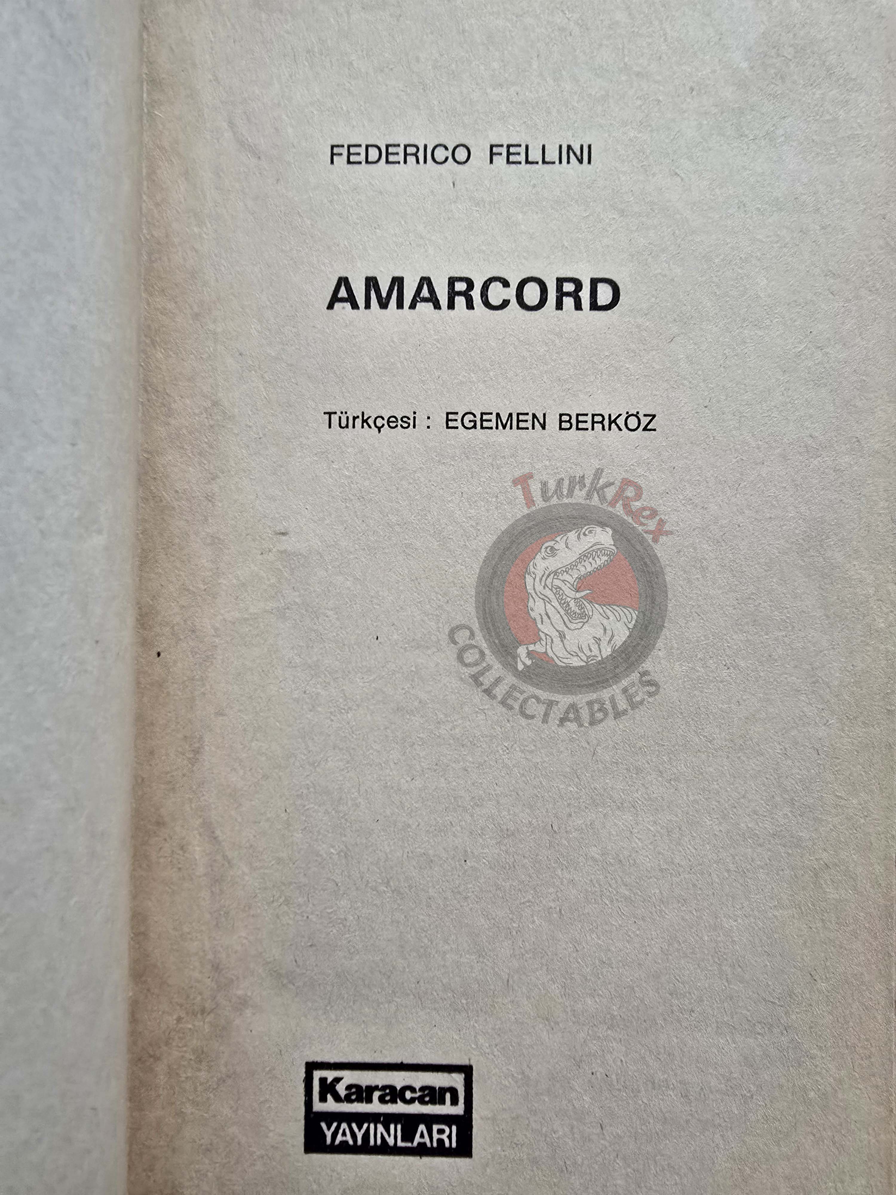 Federico Fellini – Amarcord 1976 1st Turkish Book Turkey