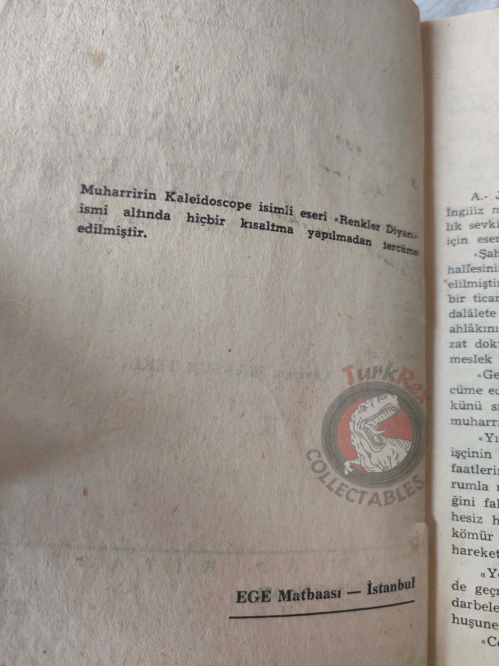 A. J. Cronin – Kaleidoscope in K 1940s 1st Turkish Book Turkey