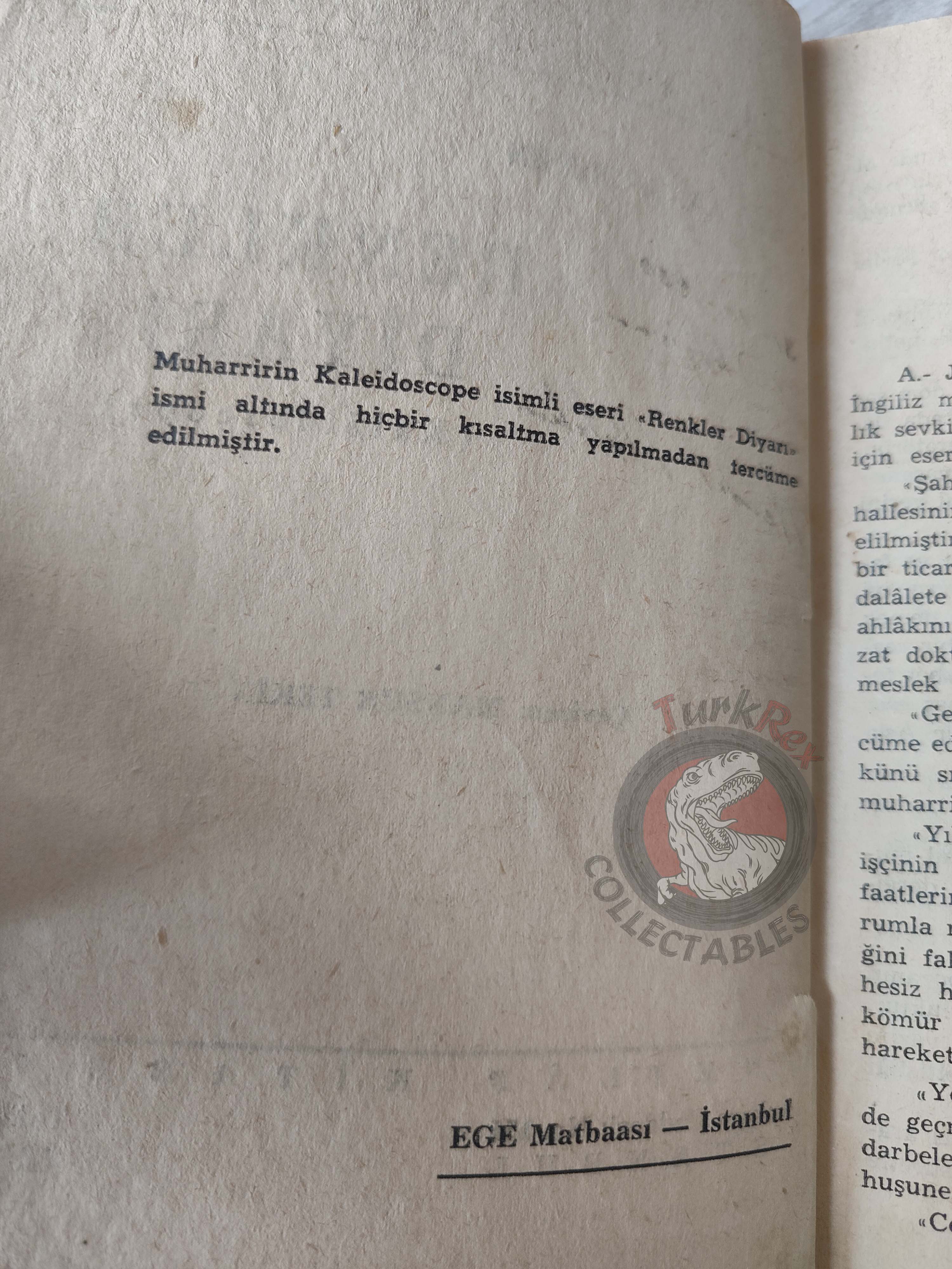 A. J. Cronin – Kaleidoscope in K 1940s 1st Turkish Book Turkey