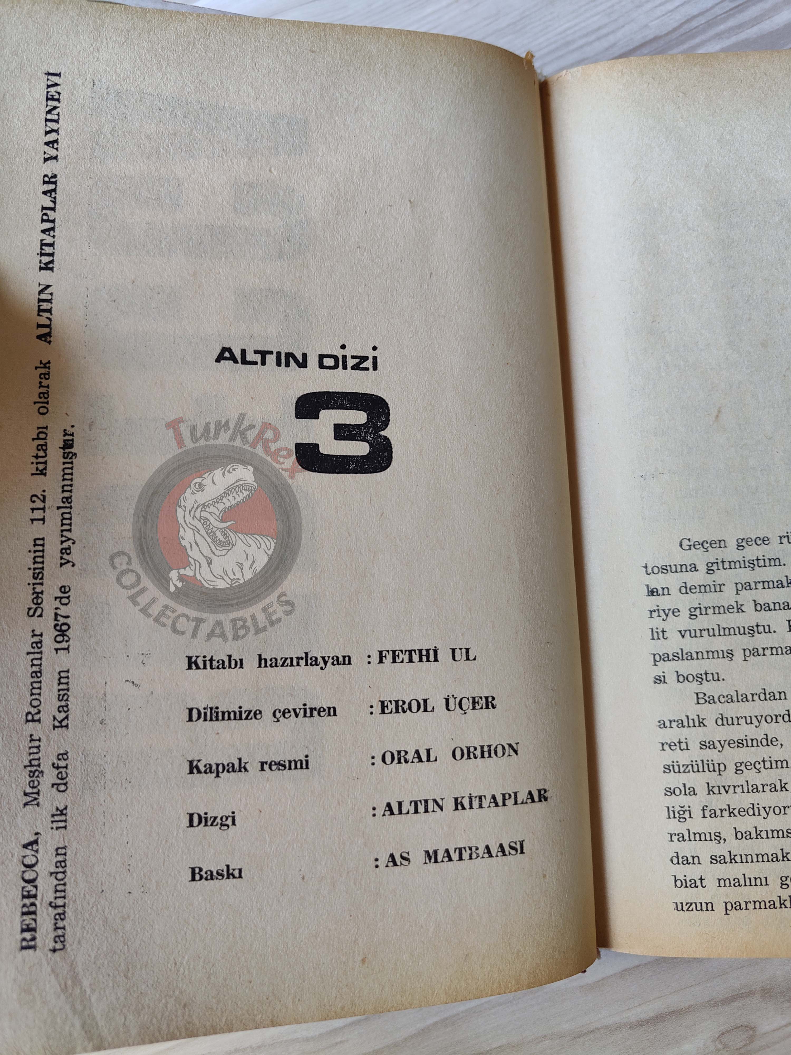 Daphne du Maurier – Rebecca 1967 1st HC/DJ Turkish Book Turkey