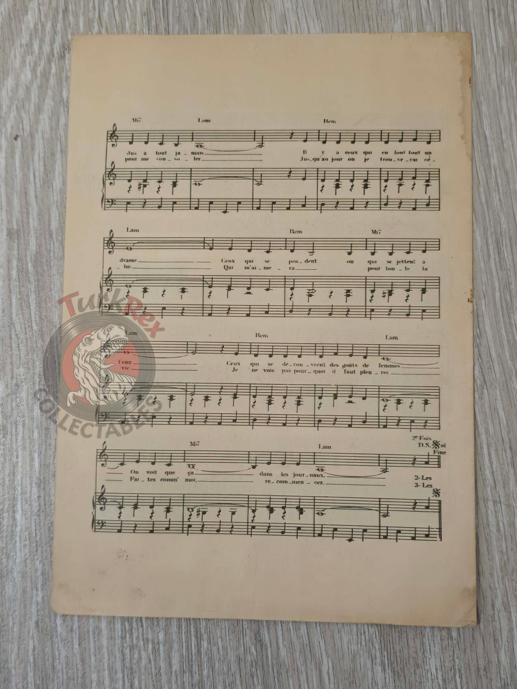 Patricia Carli – Les Mal-Aimés Turkish Vintage Musical Notes Sheet Turkey