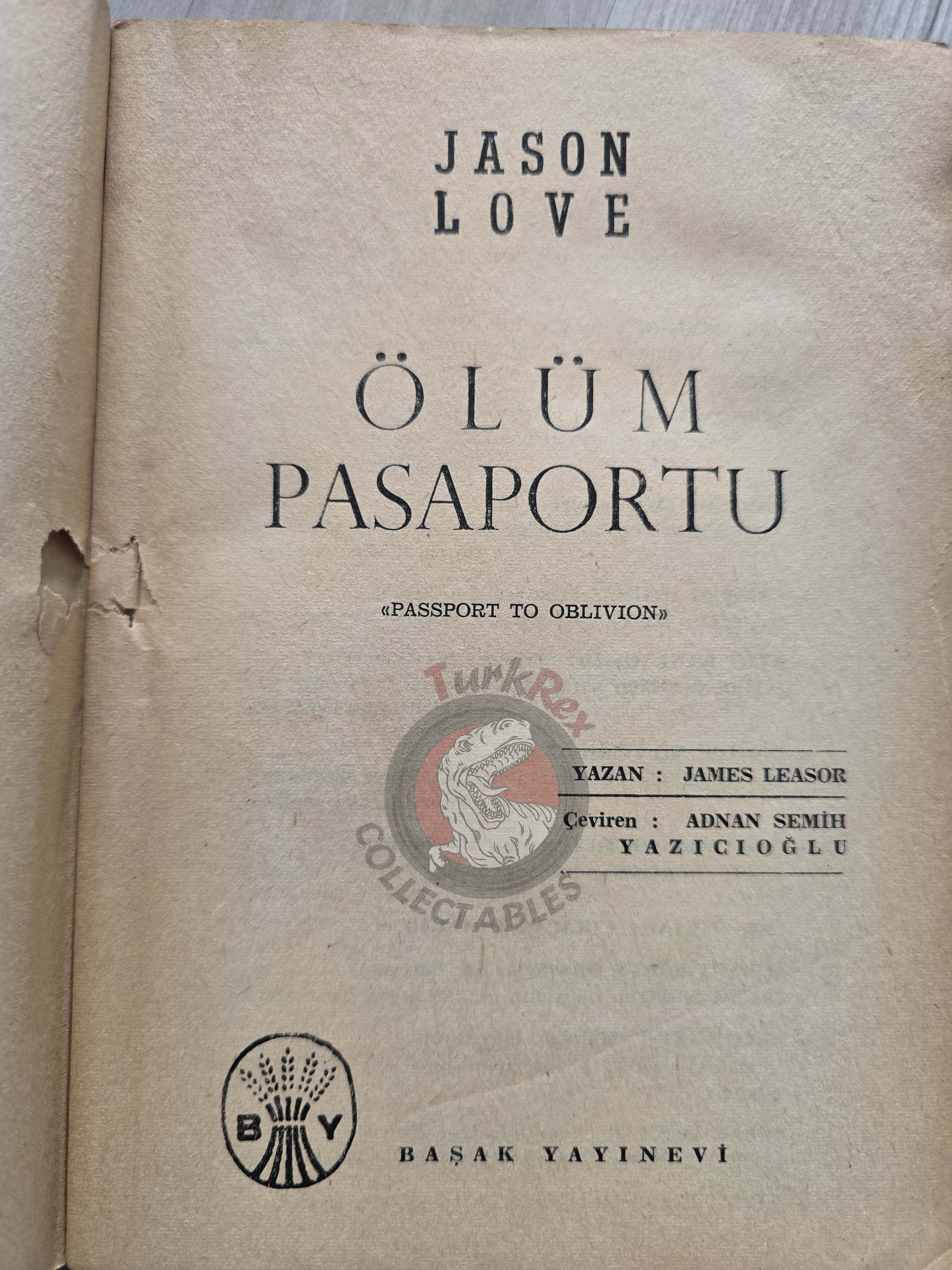 James Leasor – Passport to Oblivion 1965 1st Turkish Book Turkey Jason Love