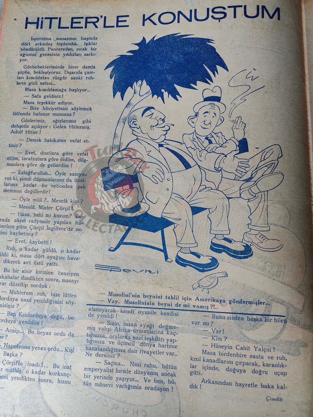 Akbaba 1945 Humor Magazine Turkish Turkey Churchill Out, Attlee In WW2 era Britain Uncle Sam