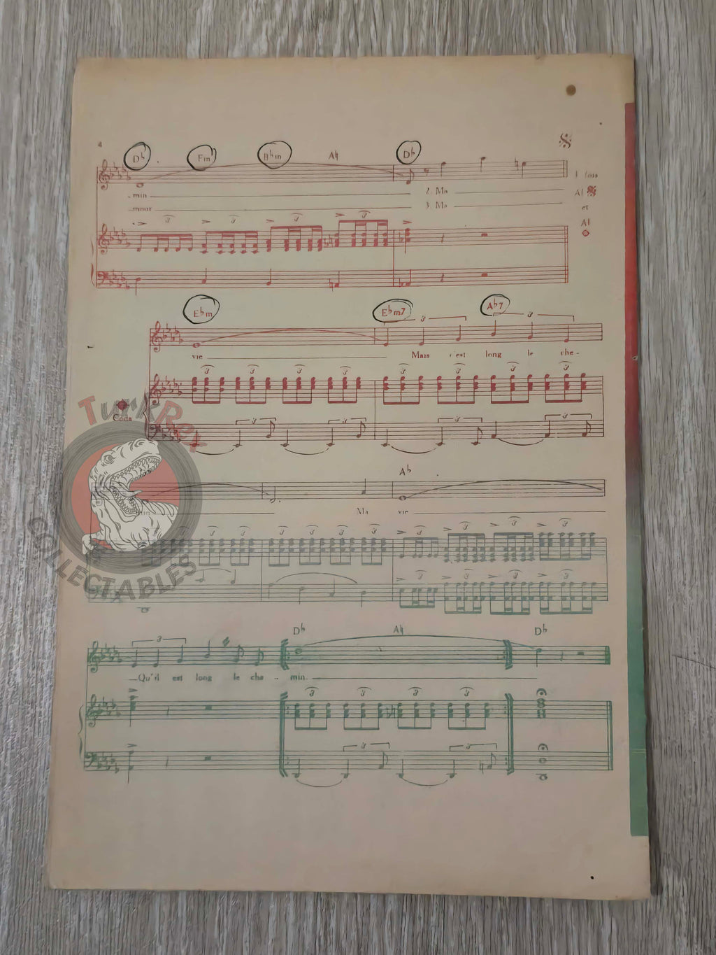 Alain Barrière – Ma Vie Turkish Vintage Musical Notes Sheet Turkey