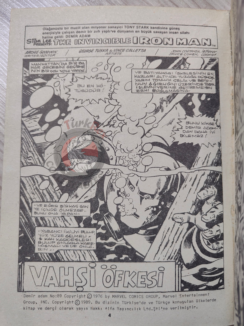 Iron Man #6 Demir Adam 1989 Turkish Comic Turkey #89 #90 #91 #92
