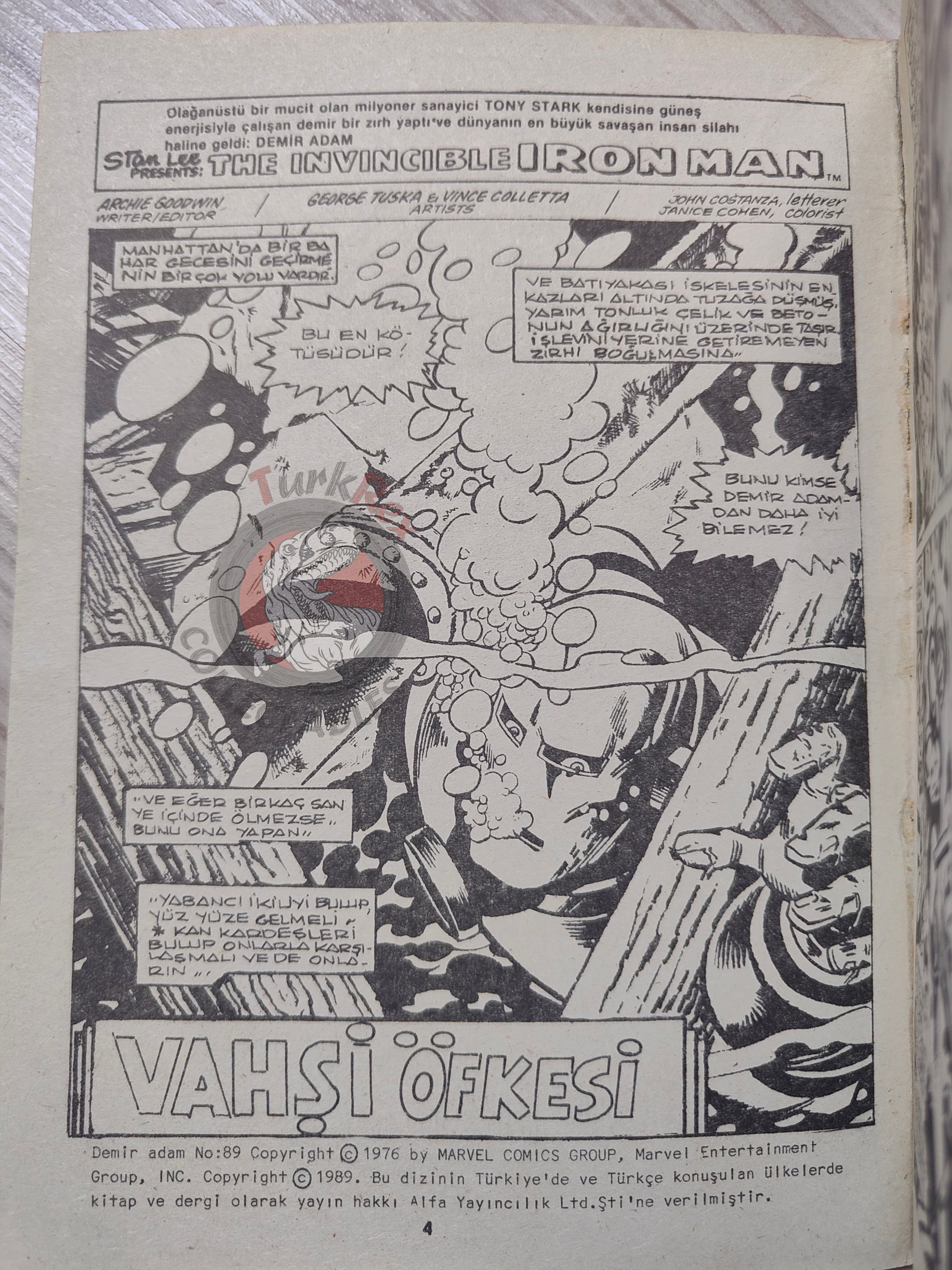 Iron Man #6 Demir Adam 1989 Turkish Comic Turkey #89 #90 #91 #92