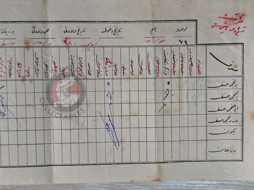 Ottoman 1913 School Report Card Empire Military with Photograph Education