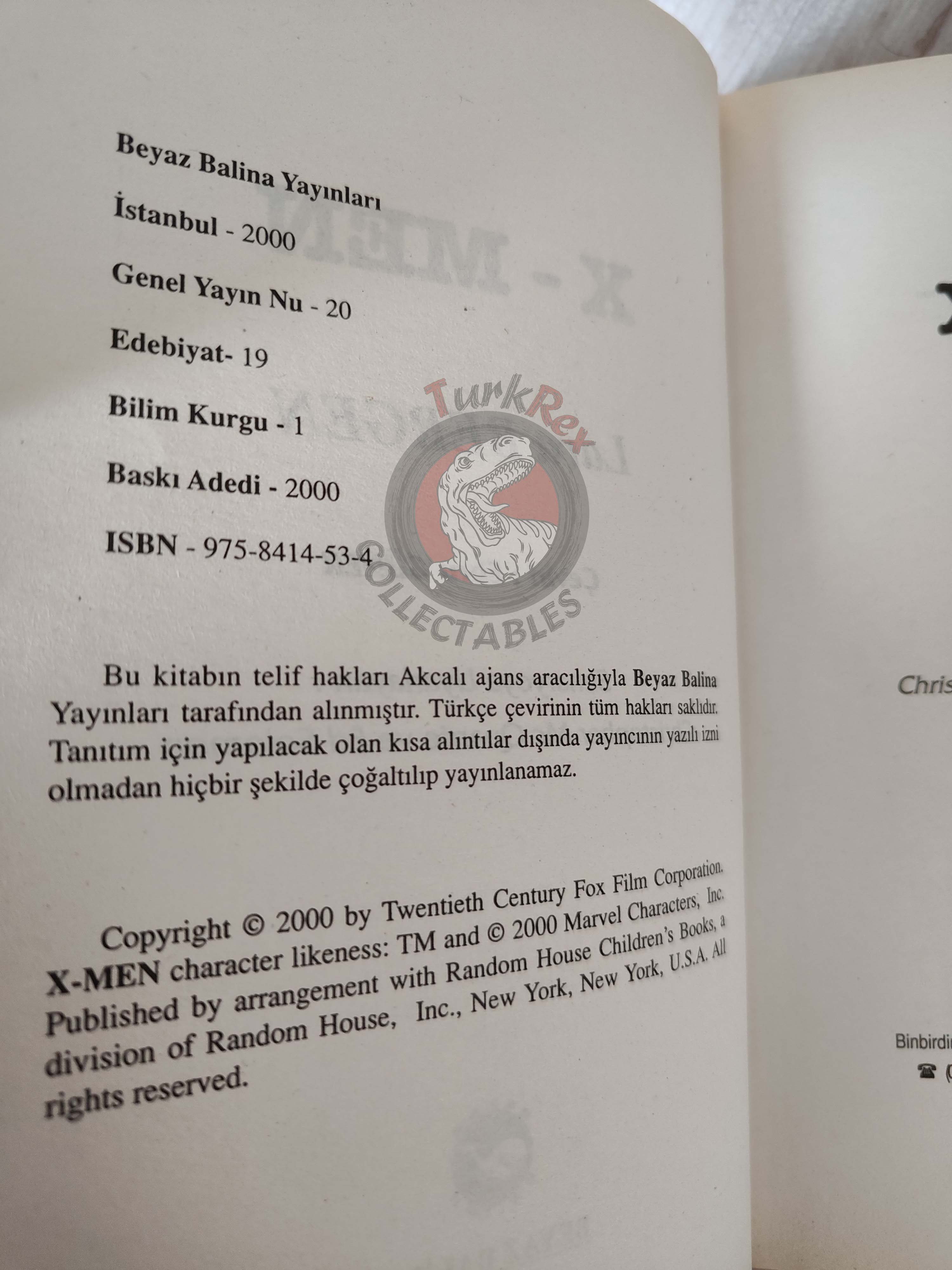 T. Lara Bergen – X-Men 2000 1st Turkish Book Turkey