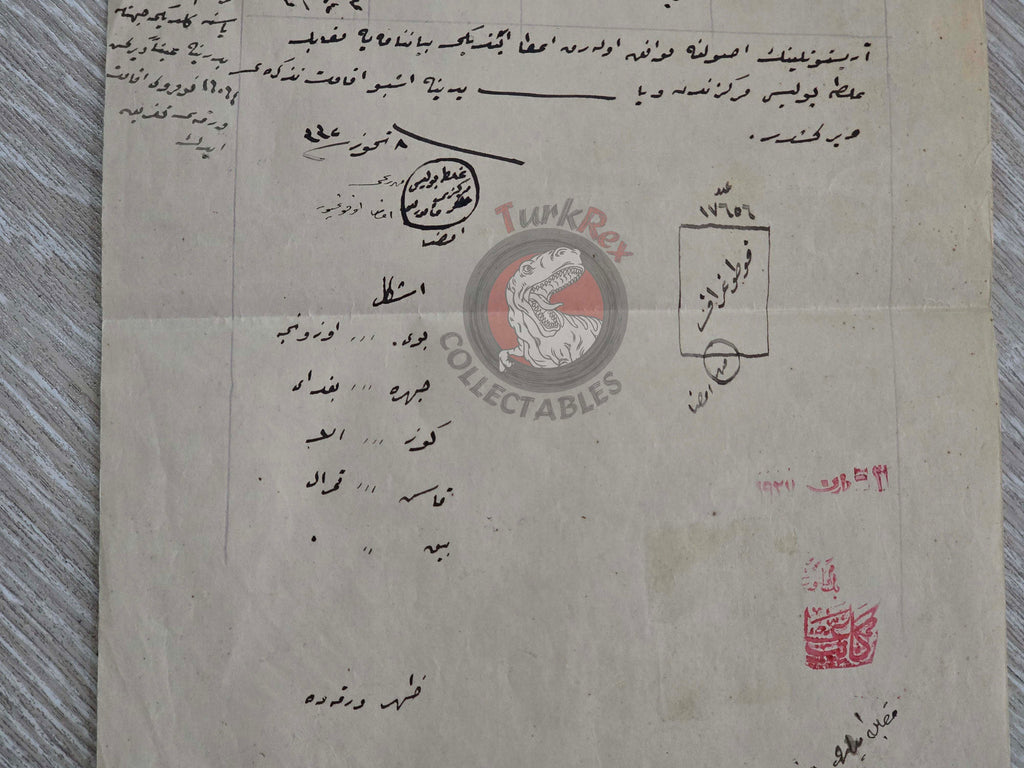 Ottoman Residence Permit for a Greek Citizen 1916 Istanbul Document Rum Greece Galata