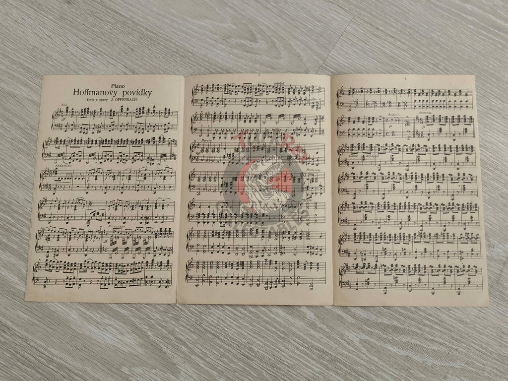 Jacques Offenbach – Hoffmannovy Povídky (Hoffmann’s Tales) Vintage Musical Notes Sheet Czech
