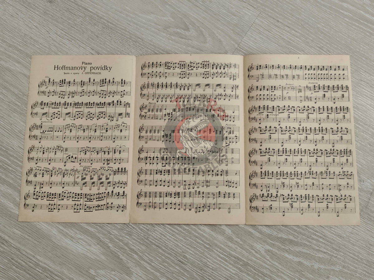 Jacques Offenbach – Hoffmannovy Povídky (Hoffmann’s Tales) Vintage Musical Notes Sheet Czech