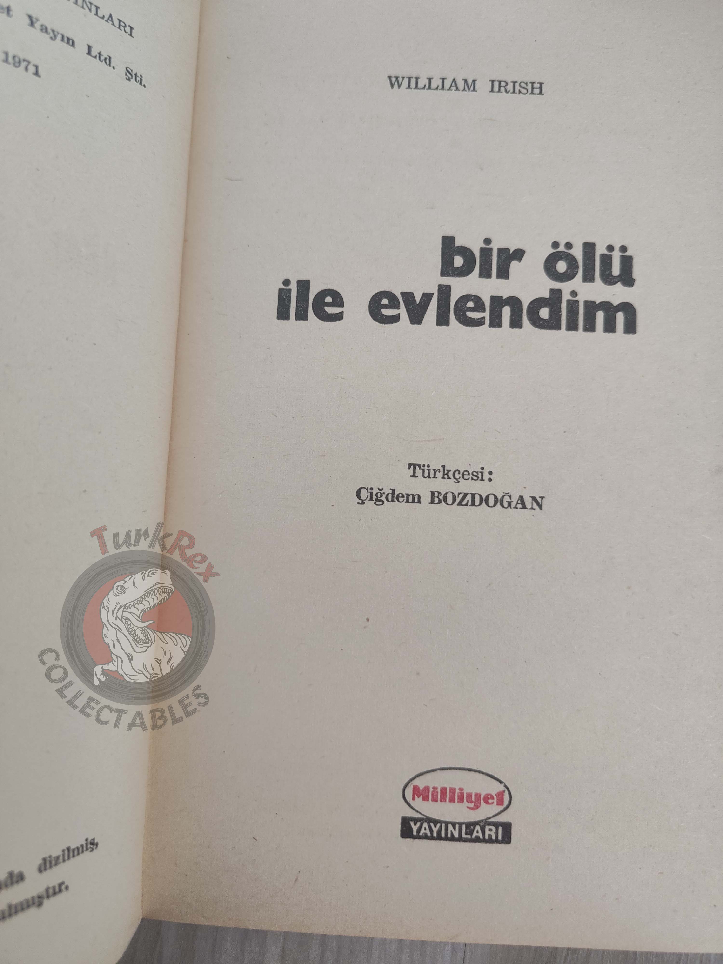 William Irish – I Married a Dead Man 1971 1st Turkish Book Turkey