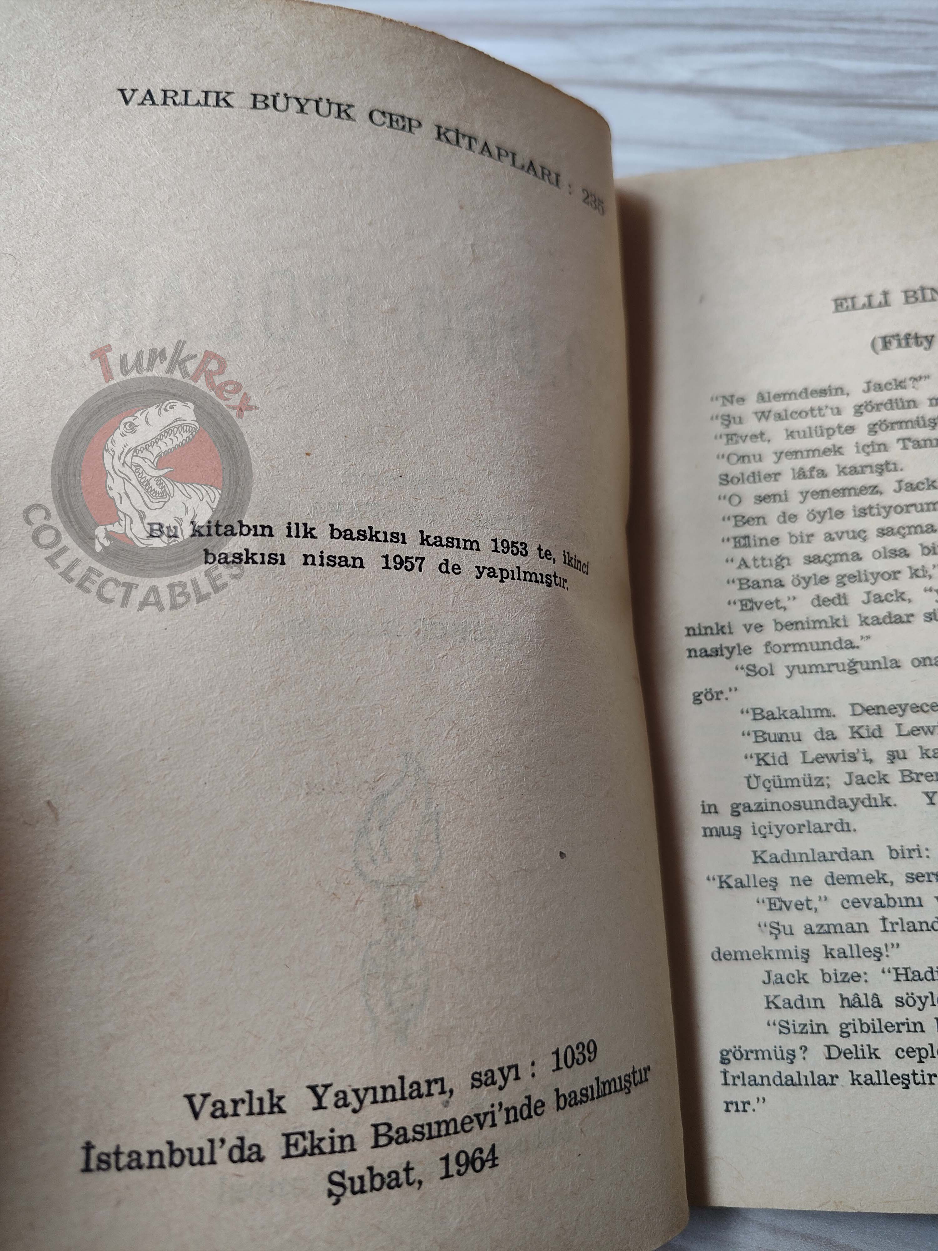 Ernest Hemingway – Fifty Grand 50 1964 Turkish Book Turkey